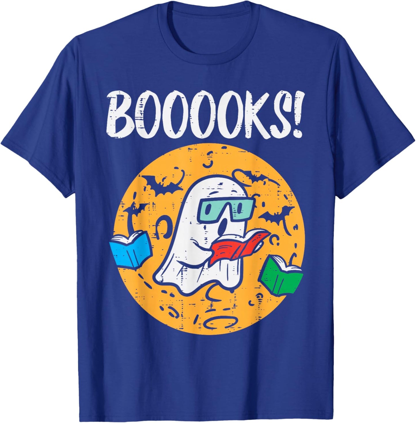 Boooks Ghost Read Book Halloween Teacher Librarian Men Women T-Shirt - T-Shirt | Royal