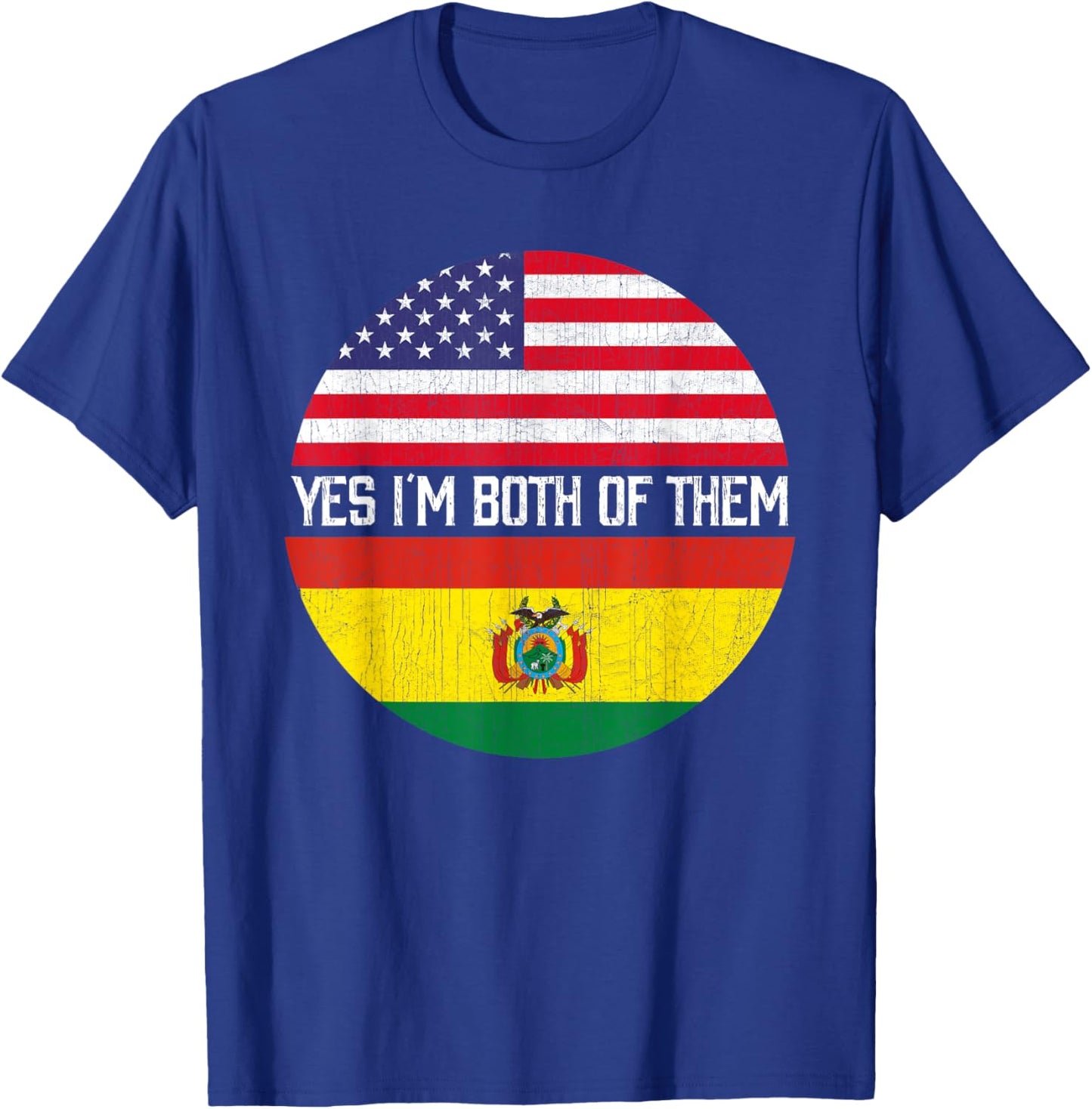 Half American Half Bolivian USA Flag Family Heritage Kids Men T-Shirt - T-Shirt | Royal