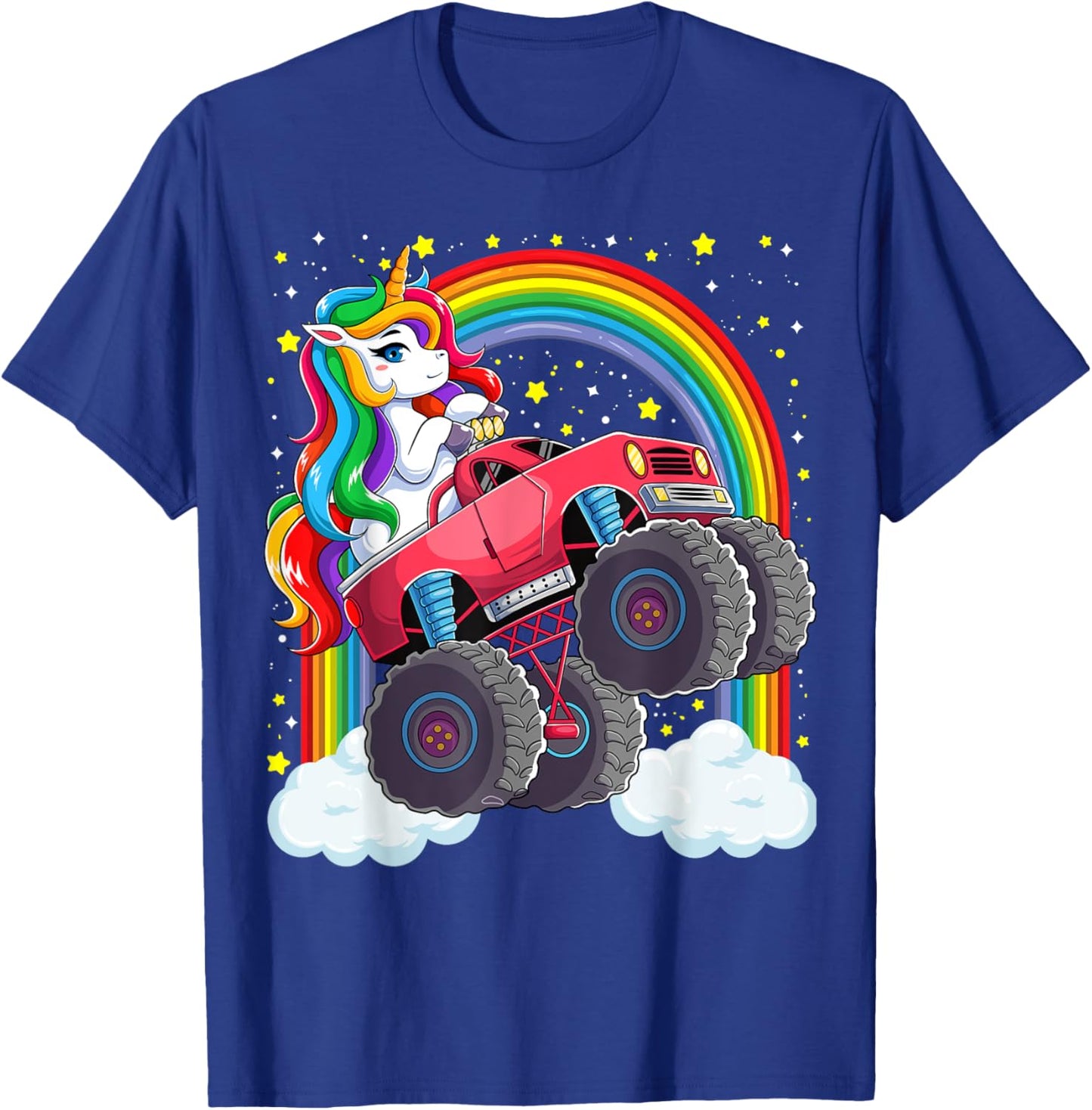 Cute Monster Truck Unicorn Magical Rainbow Kids Girls Party T-Shirt - T-Shirt | Royal