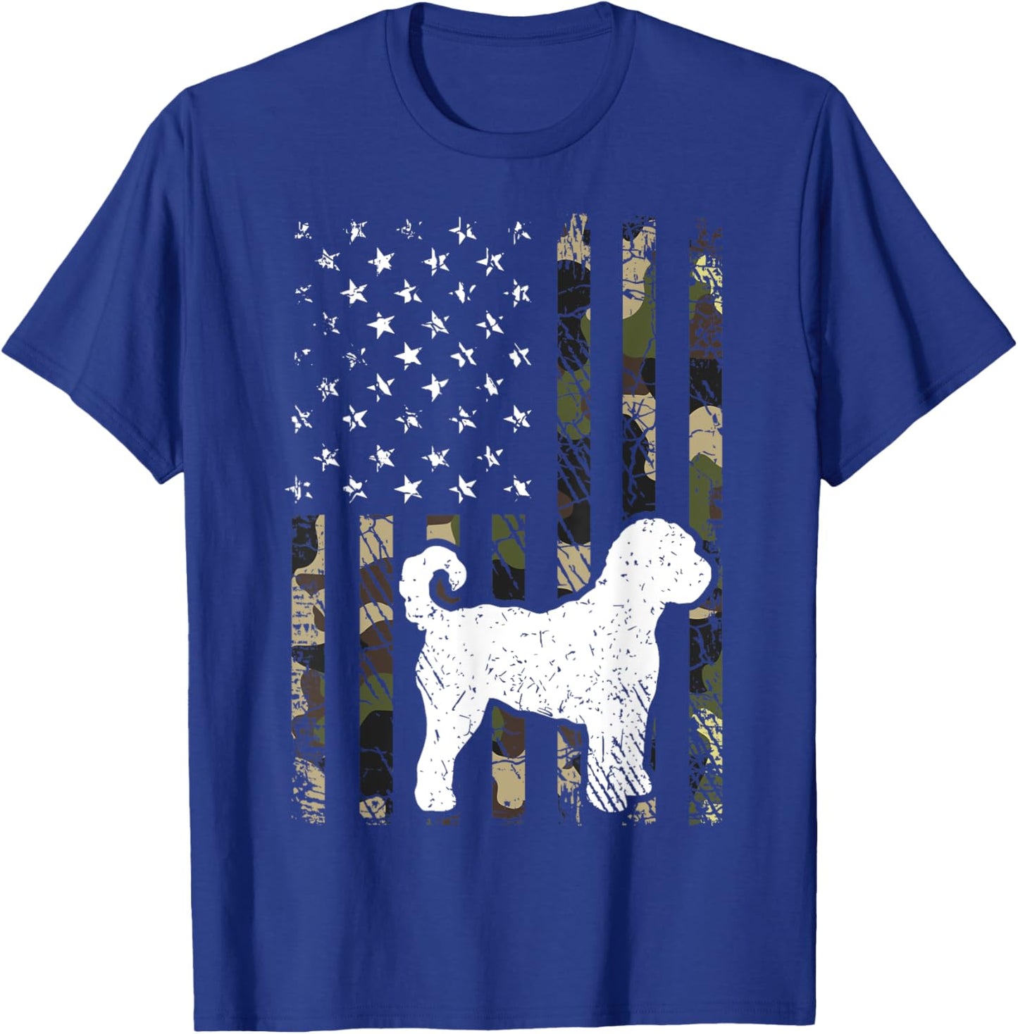 Labradoodle Dog Dad Mom Camouflage USA Flag Women Kids T-Shirt - T-Shirt | Royal