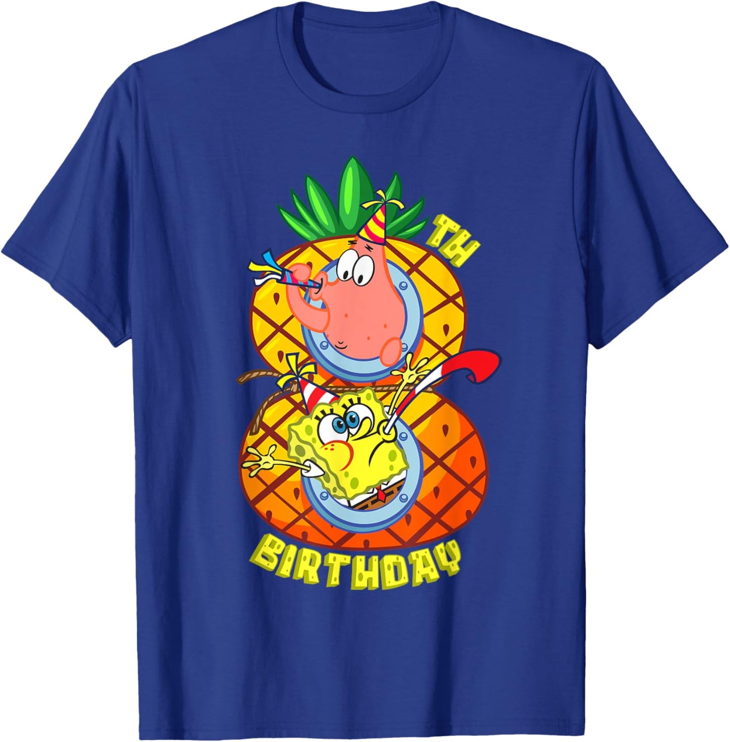 Mademark x SpongeBob SquarePants - SpongeBob Patrick 8th Birthday Pineapple Eighth Birthday Boy T-Shirt - T-Shirt | Royal