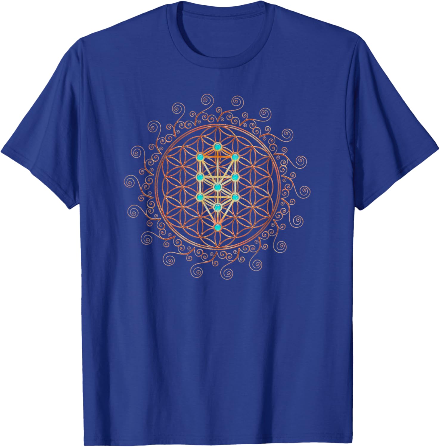 Flower Life, Tree of Life, Sacred Geometry, Kabbalah T-Shirt - T-Shirt | Royal