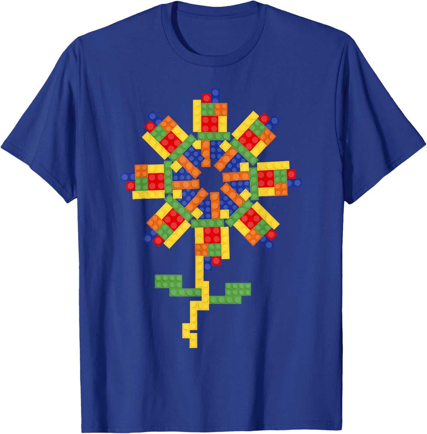 Master Builder Building Blocks Brick Flower T-Shirt - T-Shirt | Royal