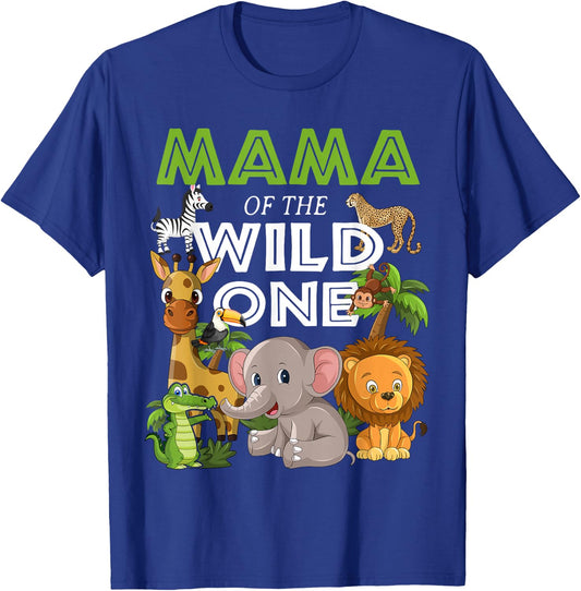 Mama of the Wild One Zoo Birthday Safari Jungle Animal T-Shirt - T-Shirt | Royal