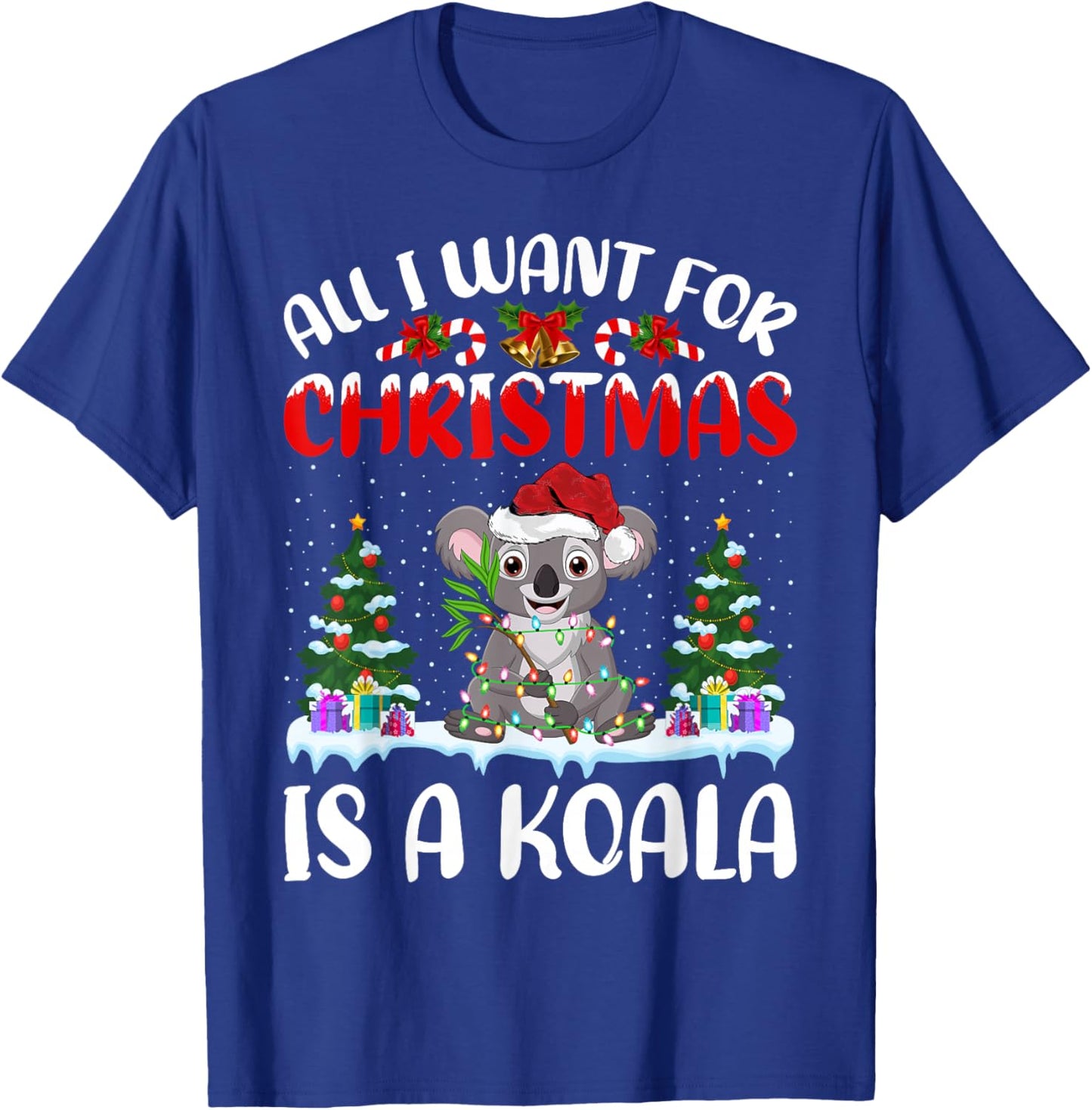 Funny Santa Hat All I Want For Christmas Is A Koala T-Shirt - T-Shirt | Royal
