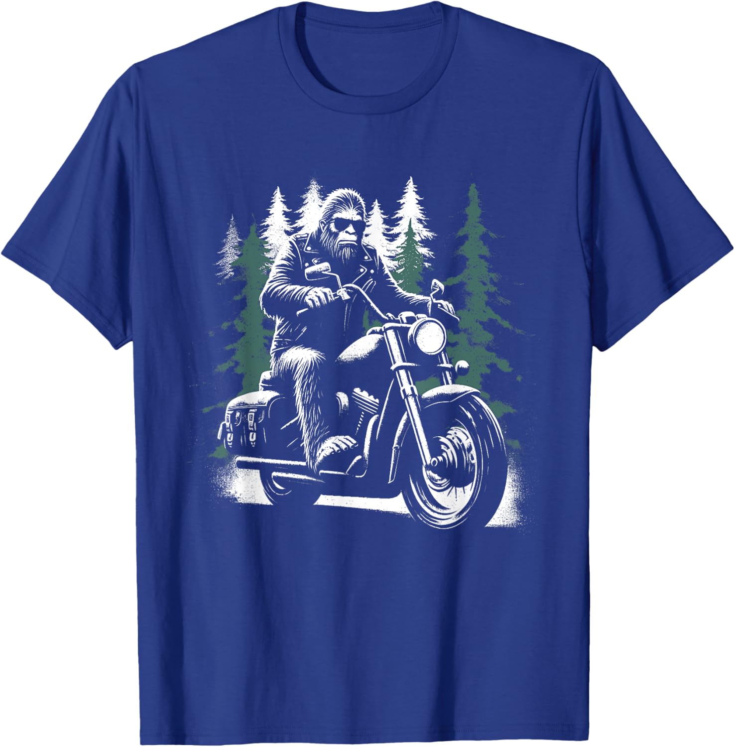 Bigfoot Motorcycle Biker - Funny Bigfoot Sasquatch Lover T-Shirt - T-Shirt | Royal