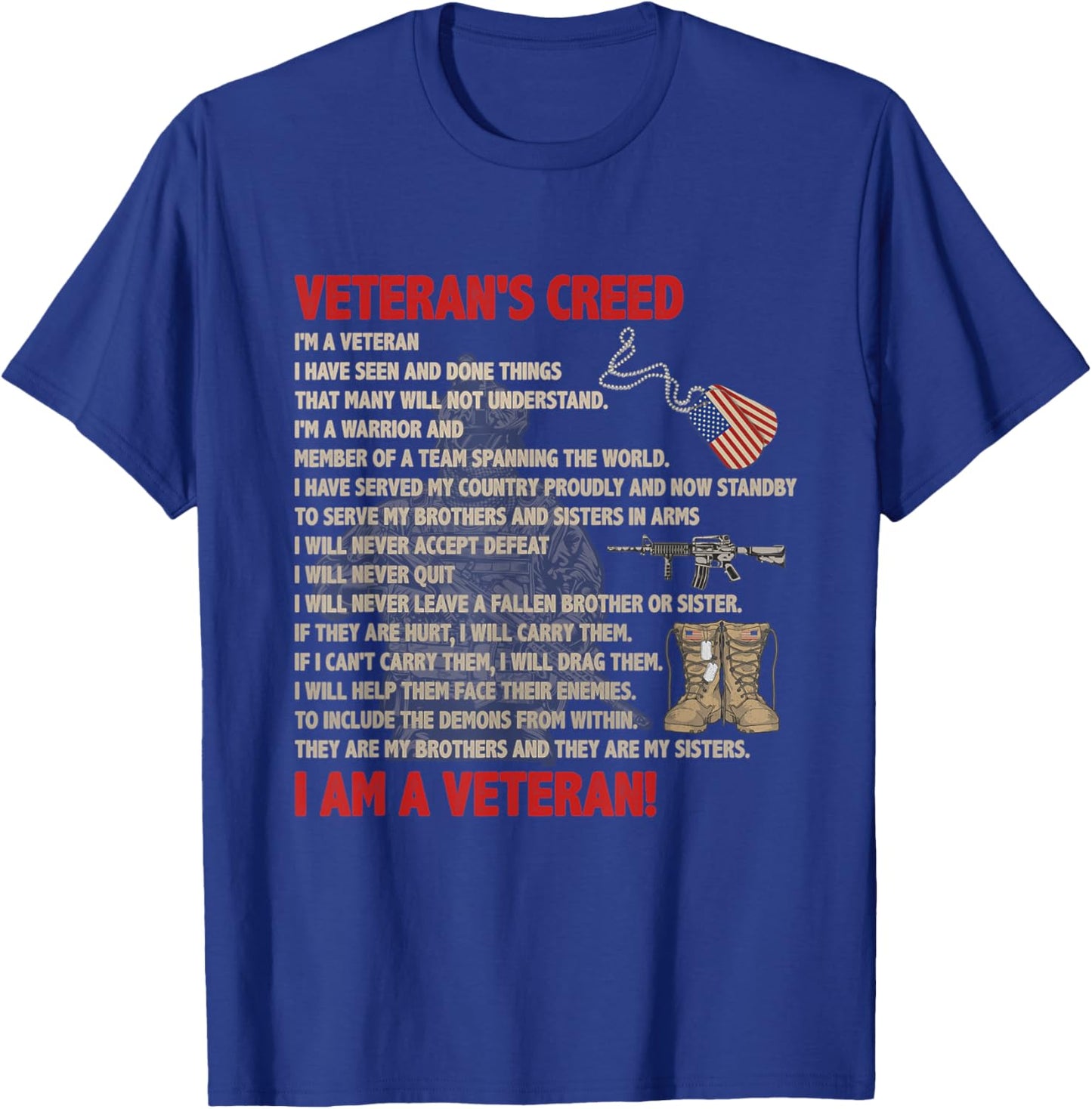 Veteran's creed I'm a veteran Proudly And Now Standby T-Shirt - T-Shirt | Royal