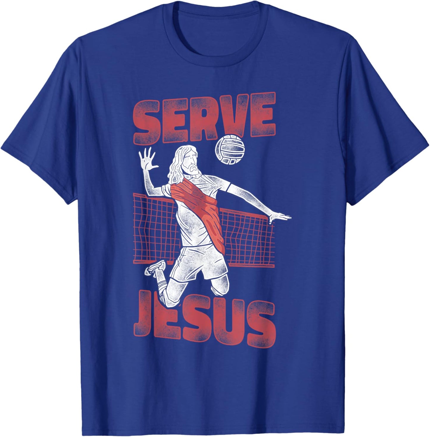 Volleyball Player Team Jesus Vintage Serve Jesus T-Shirt - T-Shirt | Royal