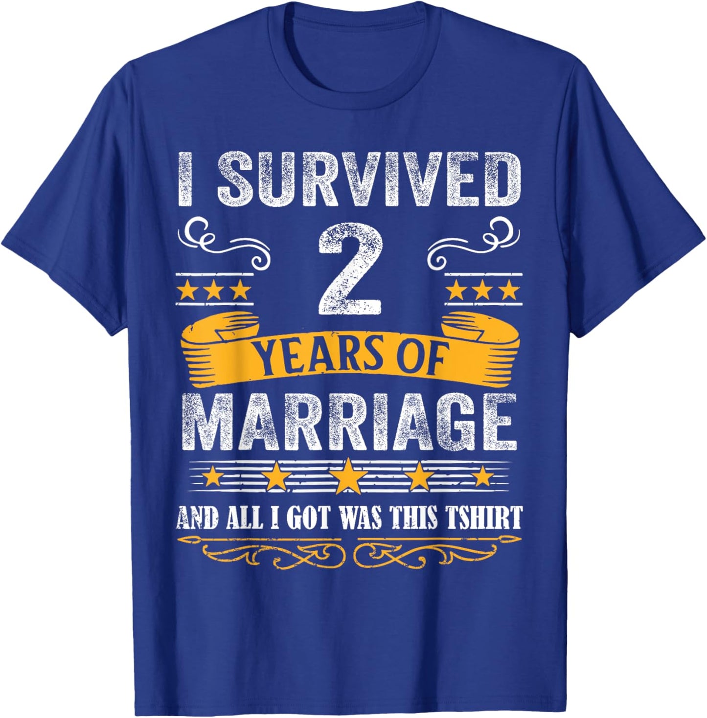 2nd Wedding Anniversary shirt Couples Husband Wife 2 Years T-Shirt - T-Shirt | Royal