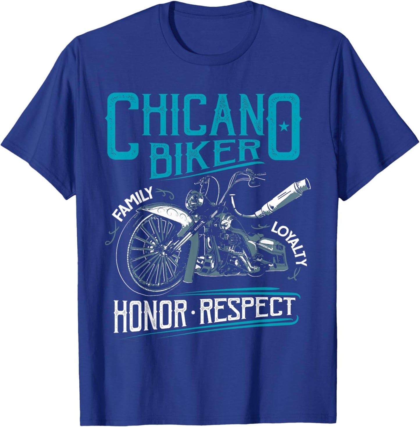 Lowriders Motorcycle Biker Custom Chicano Vintage Mexican T-Shirt - T-Shirt | Royal