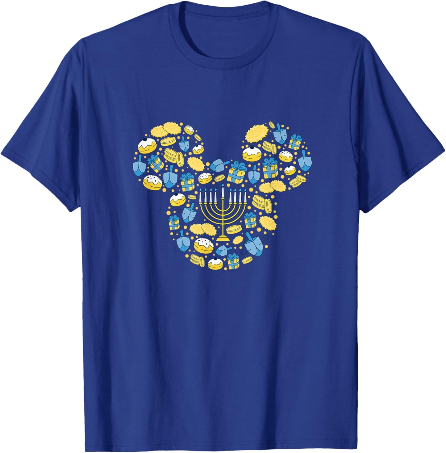 Disney Mickey Mouse Icon Hanukkah Hanukah Dreidel Menorah T-Shirt - T-Shirt | Royal
