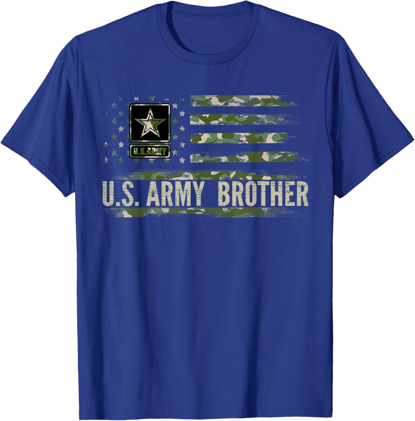 Vintage U.S Army Brother With Camo American Flag Veteran T-Shirt - T-Shirt | Royal