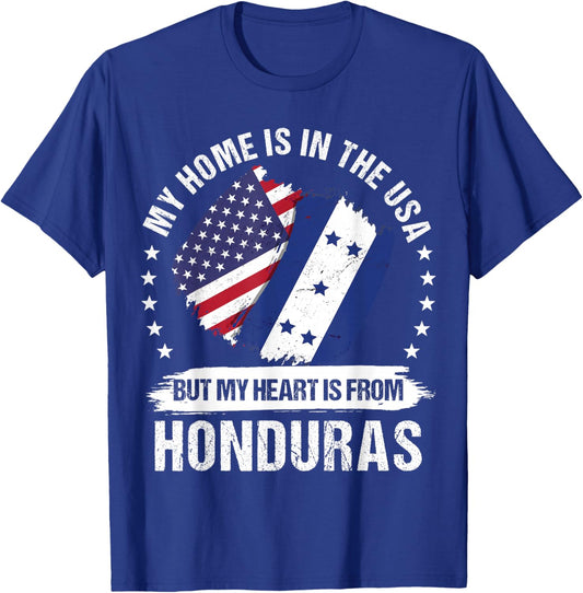 American Patriot Honduras Flag American Honduran Roots T-Shirt - T-Shirt | Royal