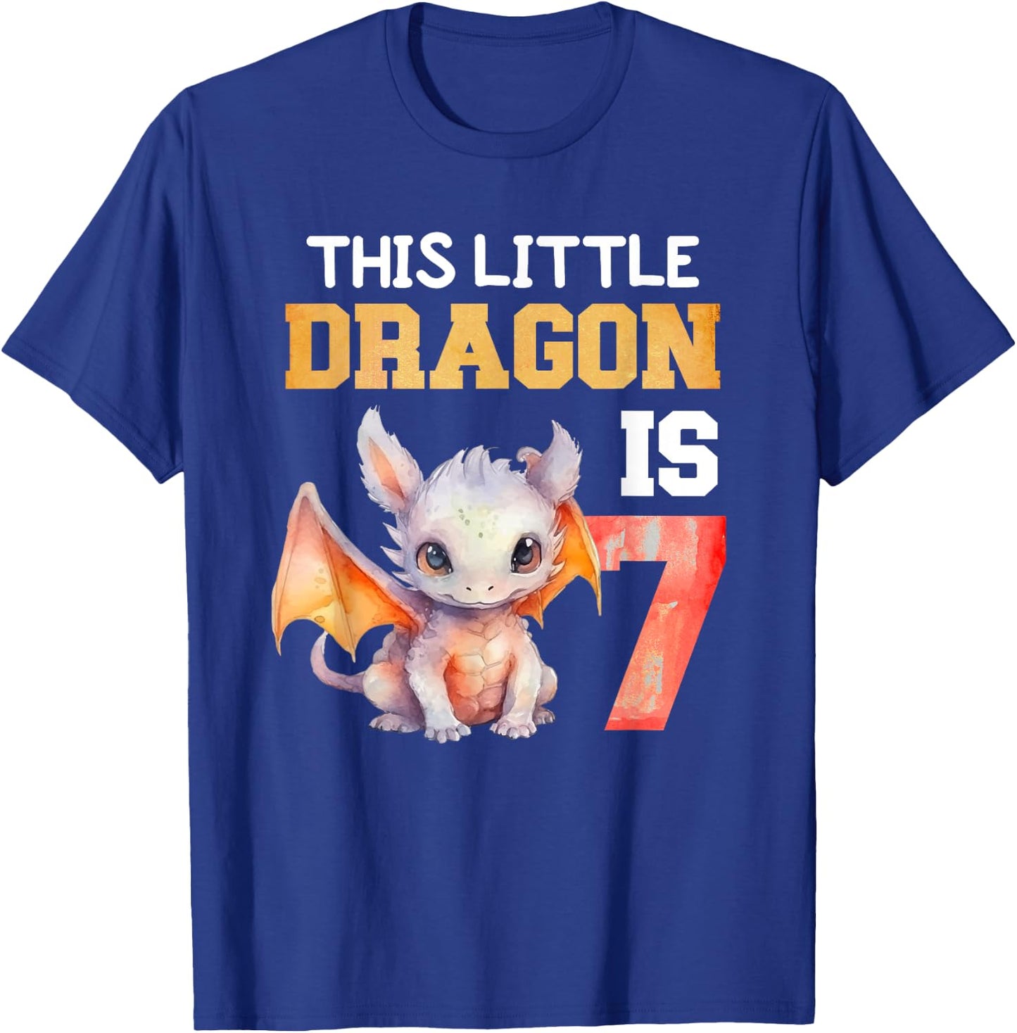 This Little Dragon is 7 Year Old Birthday Dragon 7th Girl T-Shirt - T-Shirt | Royal