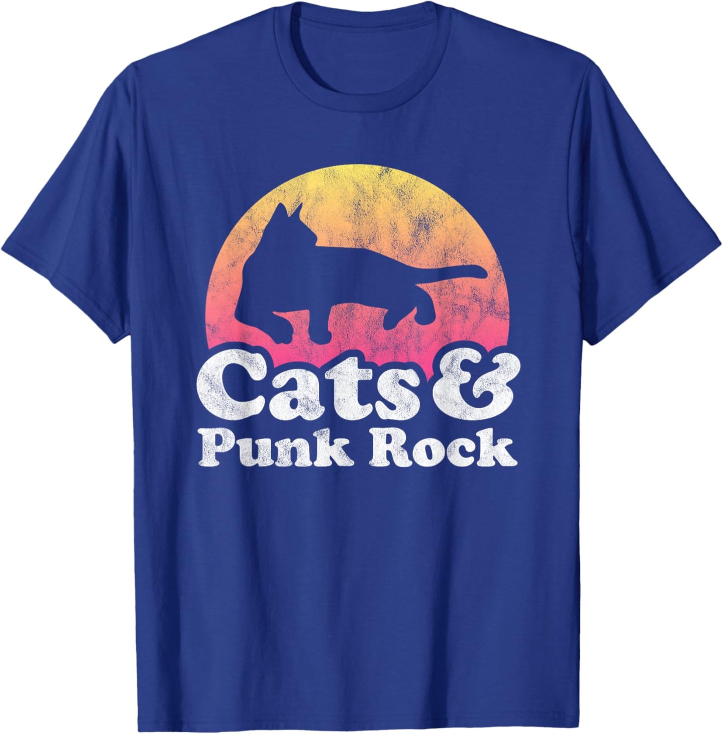 Cats and Punk Rock Men's or Women's Cat T-Shirt - T-Shirt | Royal