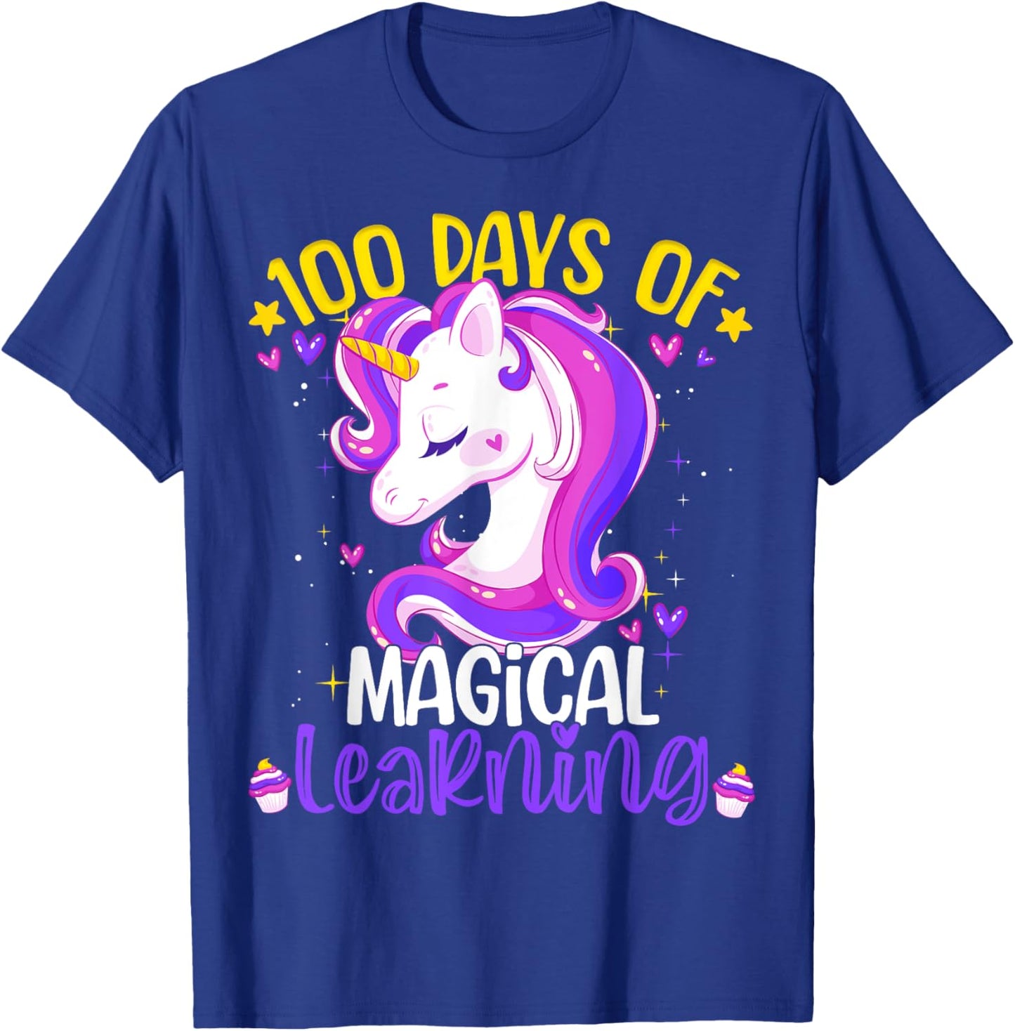 100 Days Of Magical Learning Unicorn 100th Day School Girls T-Shirt - T-Shirt | Royal