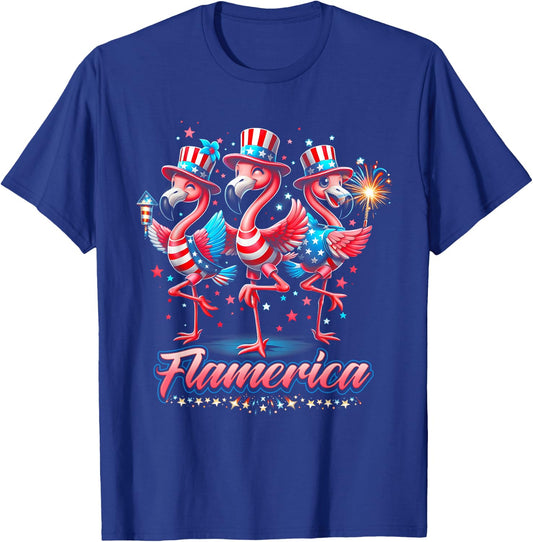 Flamingo 4Th Of July Patriotic USA Independence Flamerica Women Men T-Shirt - T-Shirt | Royal