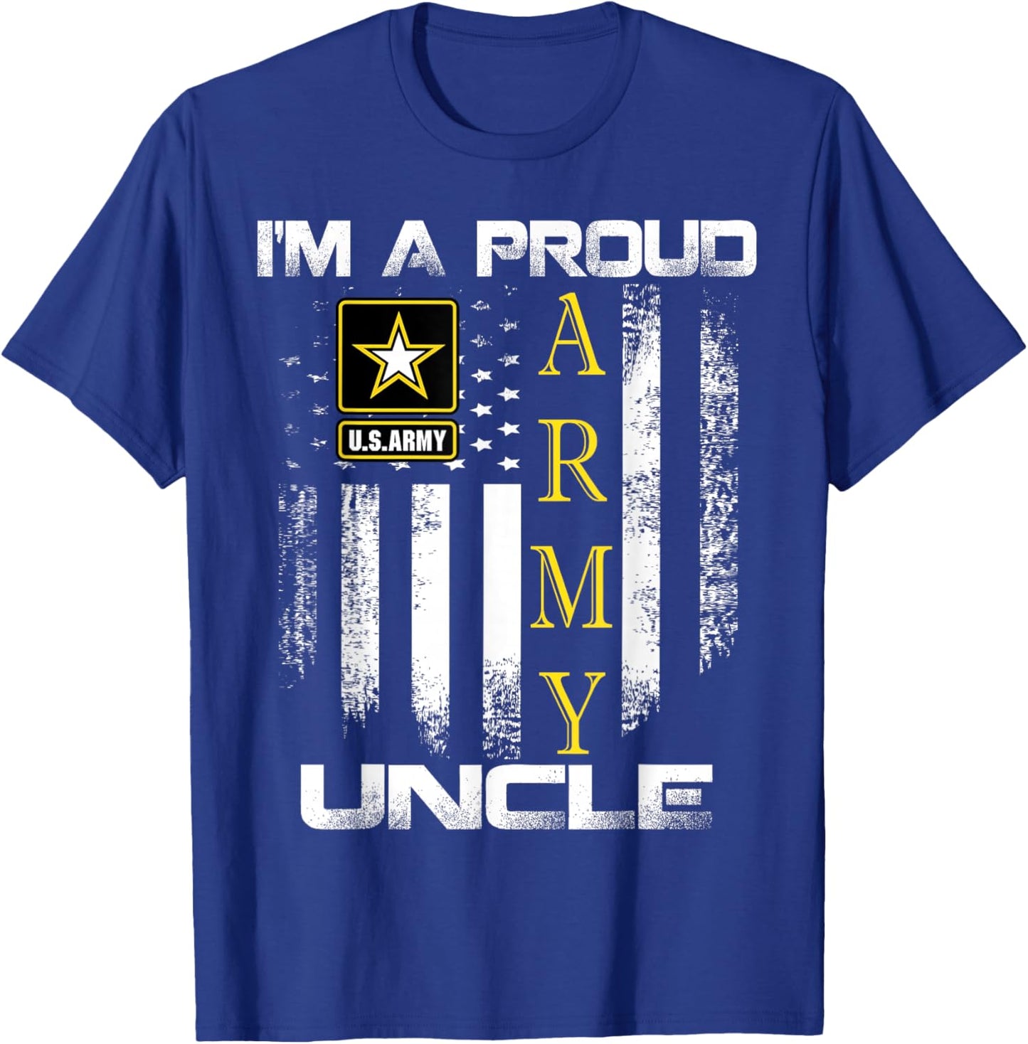 Vintage I'm A Proud Army Uncle With American Flag Gift T-Shirt - T-Shirt | Royal