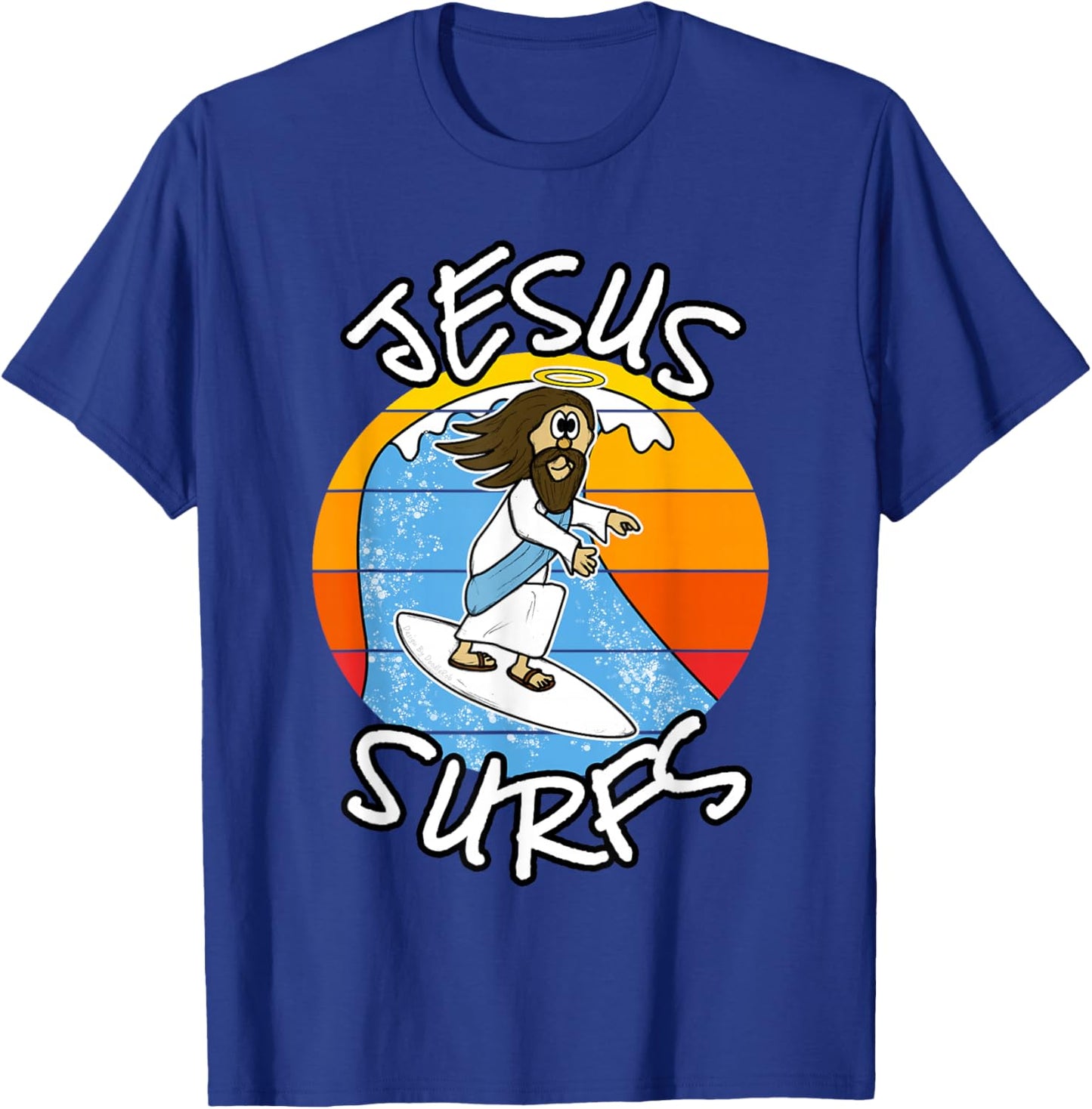 Jesus Surfs, Christian Surfer, Funny Church T-Shirt - T-Shirt | Royal