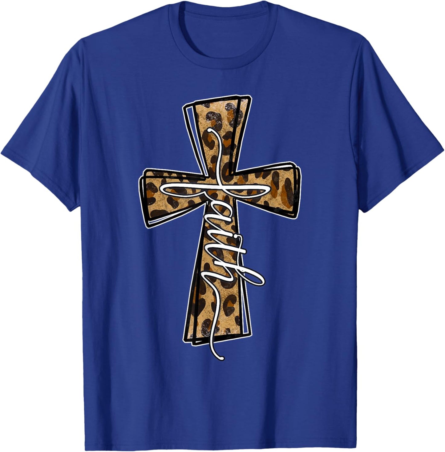 Love In Faith For Christian Leopard Cross Cheetah Print T-Shirt - T-Shirt | Royal