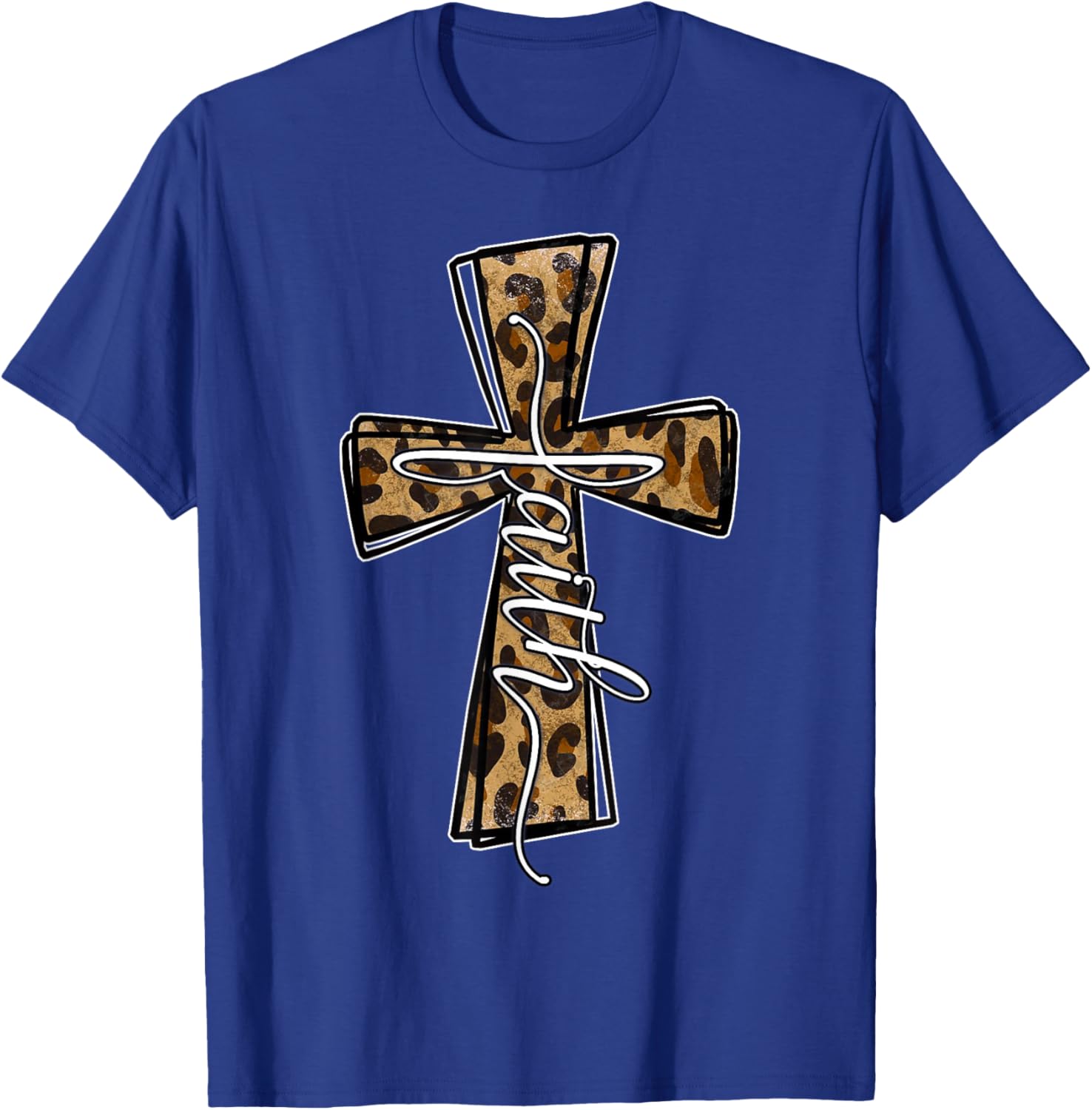 Love In Faith For Christian Leopard Cross Cheetah Print T-Shirt - T-Shirt | Royal