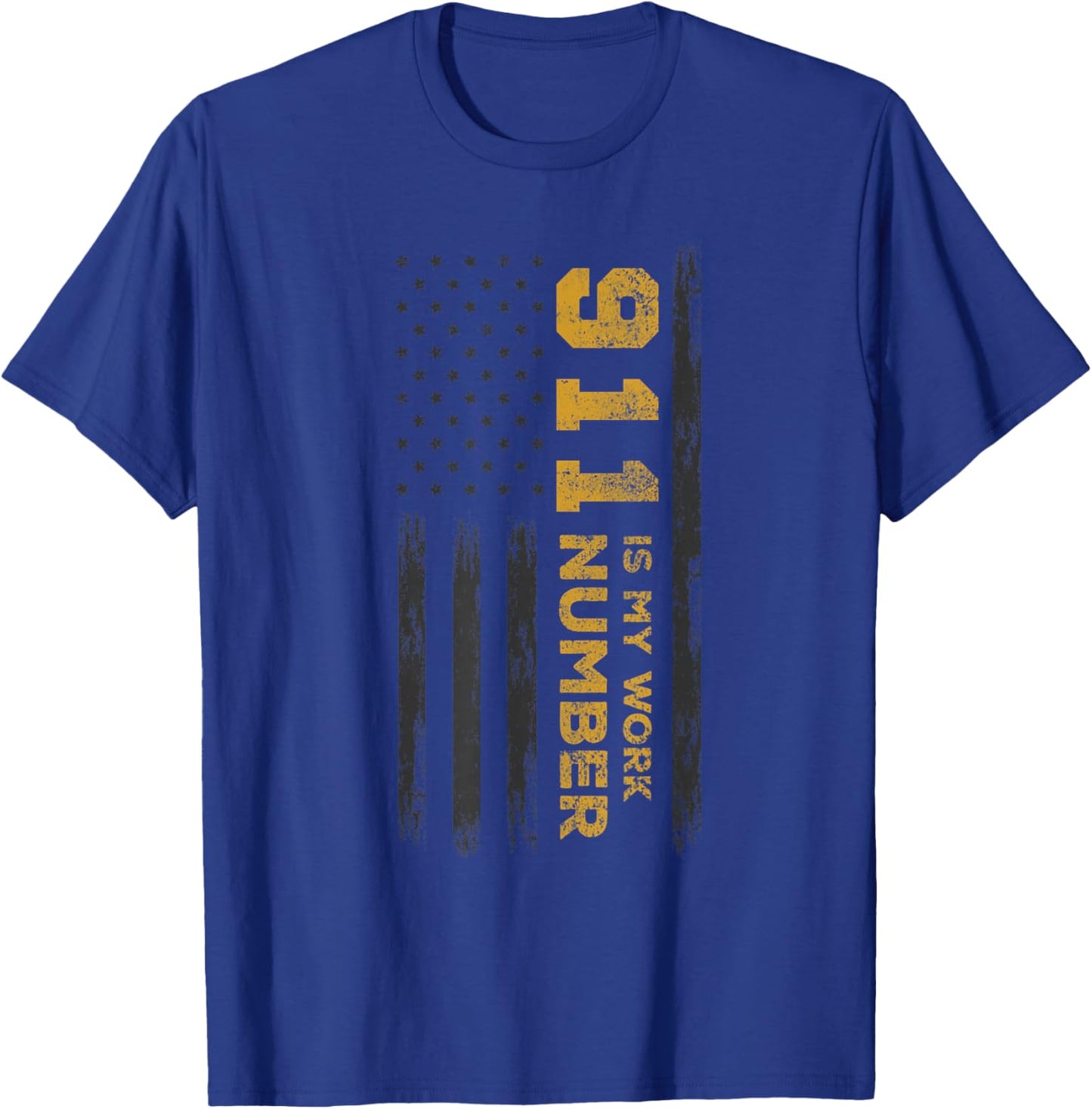 EMS I Police or Thin Yellow Line for 911 is my Work Number T-Shirt - T-Shirt | Royal