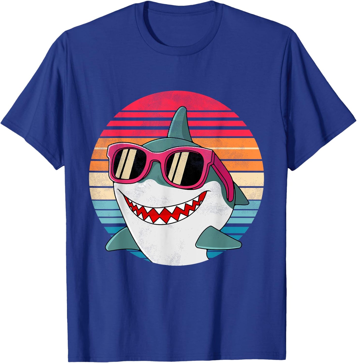 Retro Shark Art Women Men Sunglasses 70s 80s 90s Funny Shark T-Shirt - T-Shirt | Royal
