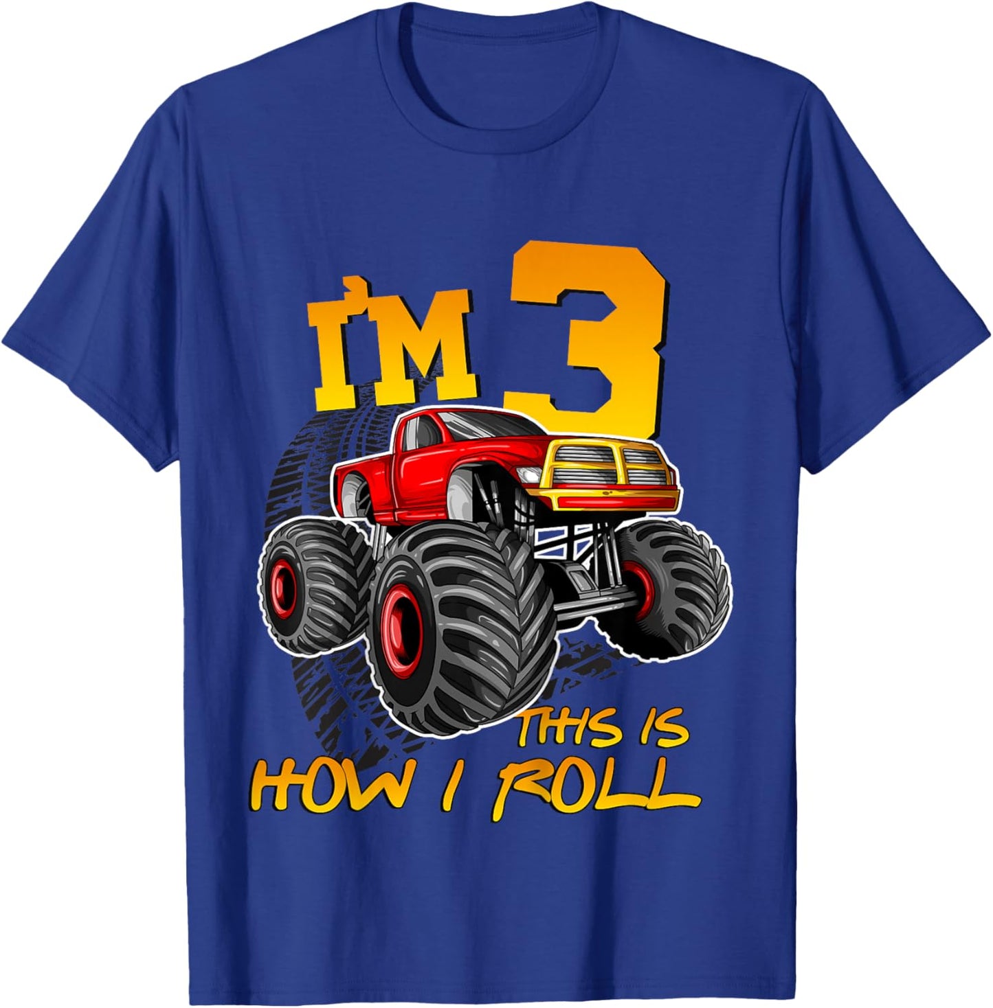 3rd Birthday Monster Truck Apparel Boys Toddler Kids Third 3 T-Shirt - T-Shirt | Royal