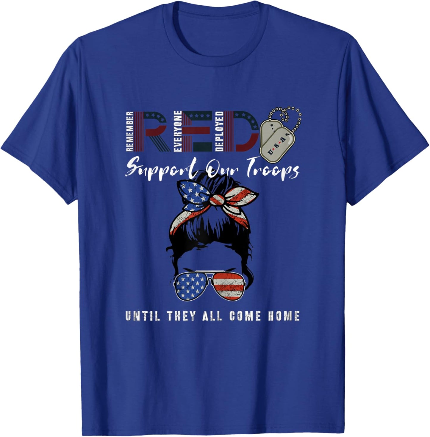 On Friday We Wear Red Friday Military Support troops US Flag T-Shirt - T-Shirt | Royal