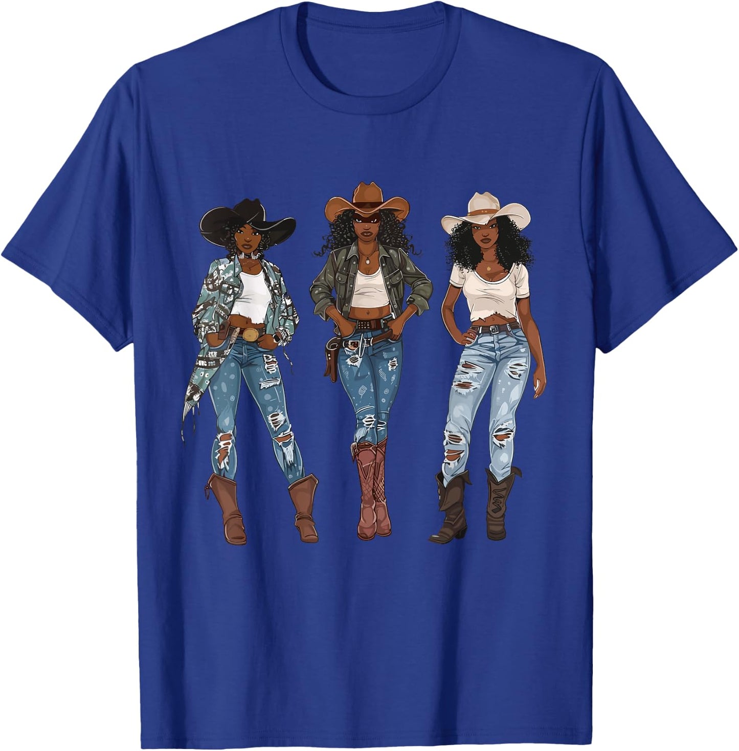 Black African American Cowgirl Western Country Texas Rodeo T-Shirt - T-Shirt | Royal