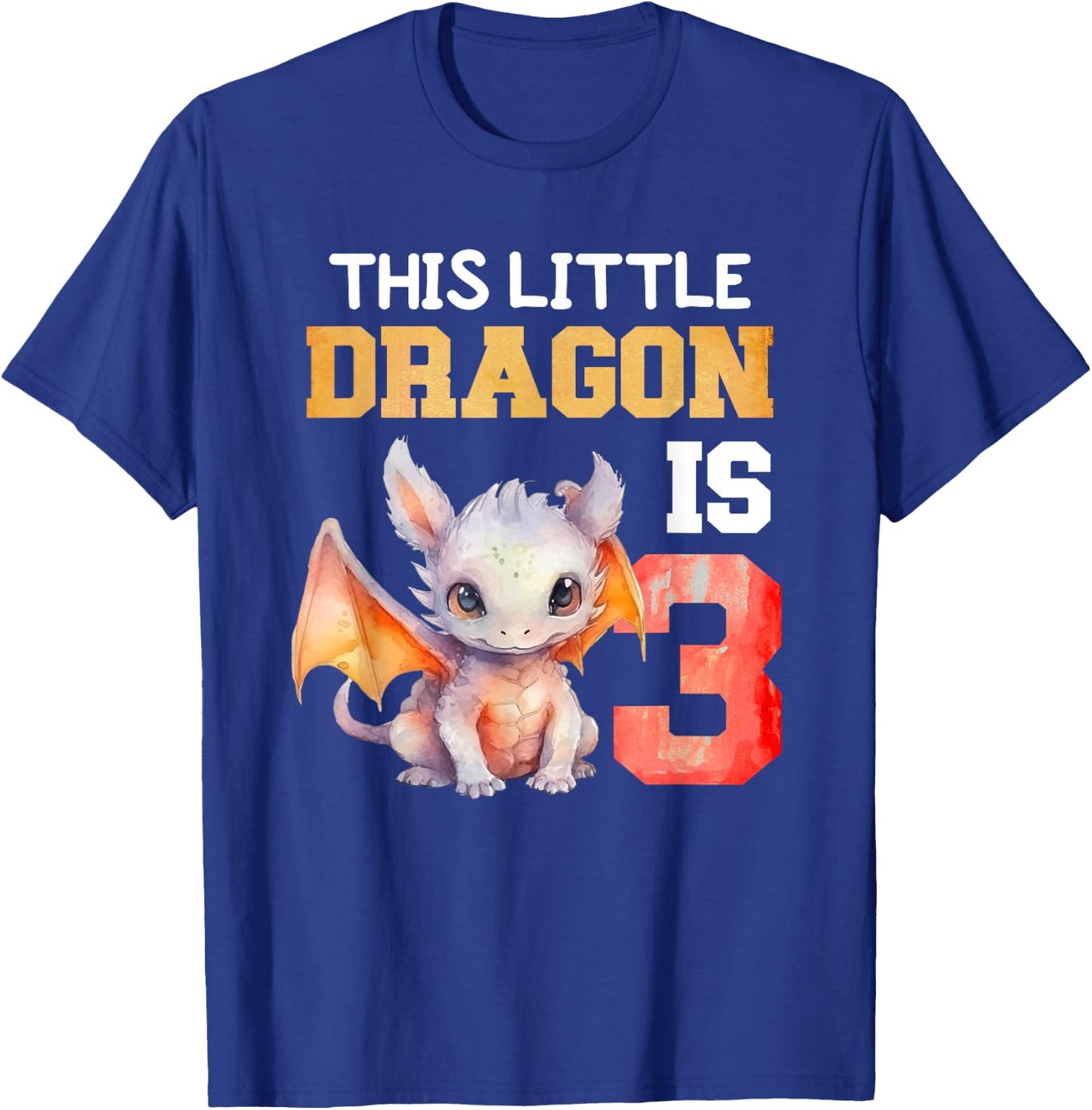 This Little Dragon is 3 Year Old Birthday Dragon 3rd Girl T-Shirt - T-Shirt | Royal