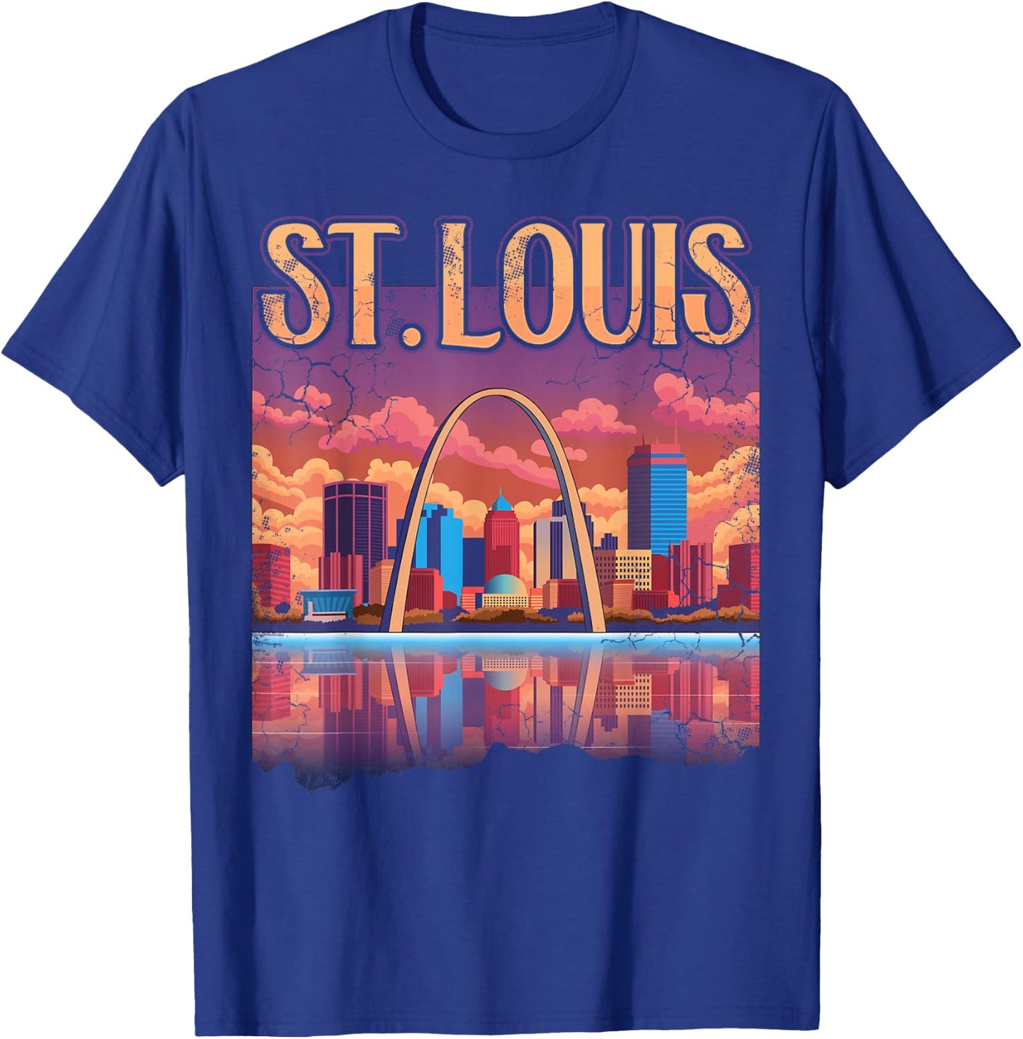 St Louis Gateway Arch Missouri Cityscape Skyline T-Shirt - T-Shirt | Royal
