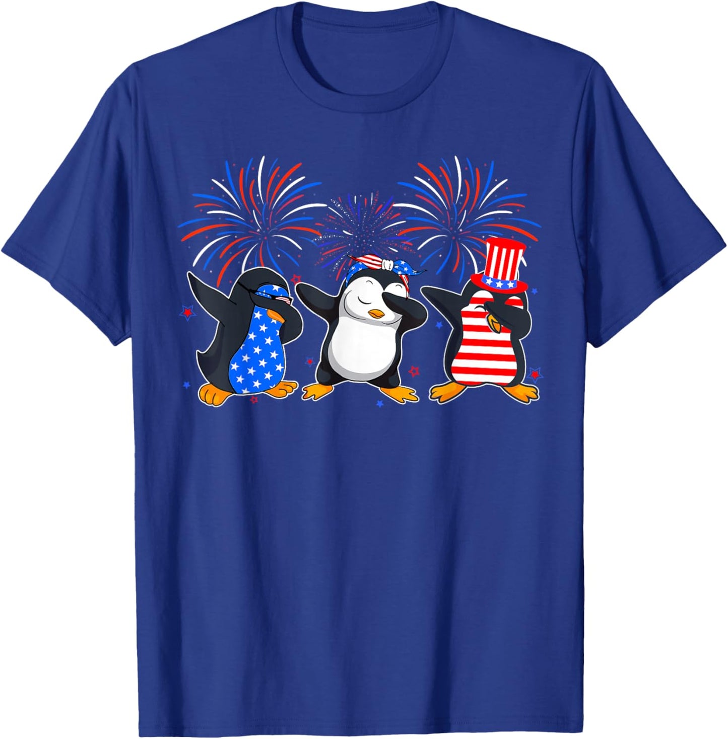 Happy Fourth Of July - Patriotic Animals - Penguin USA Flag T-Shirt - T-Shirt | Royal
