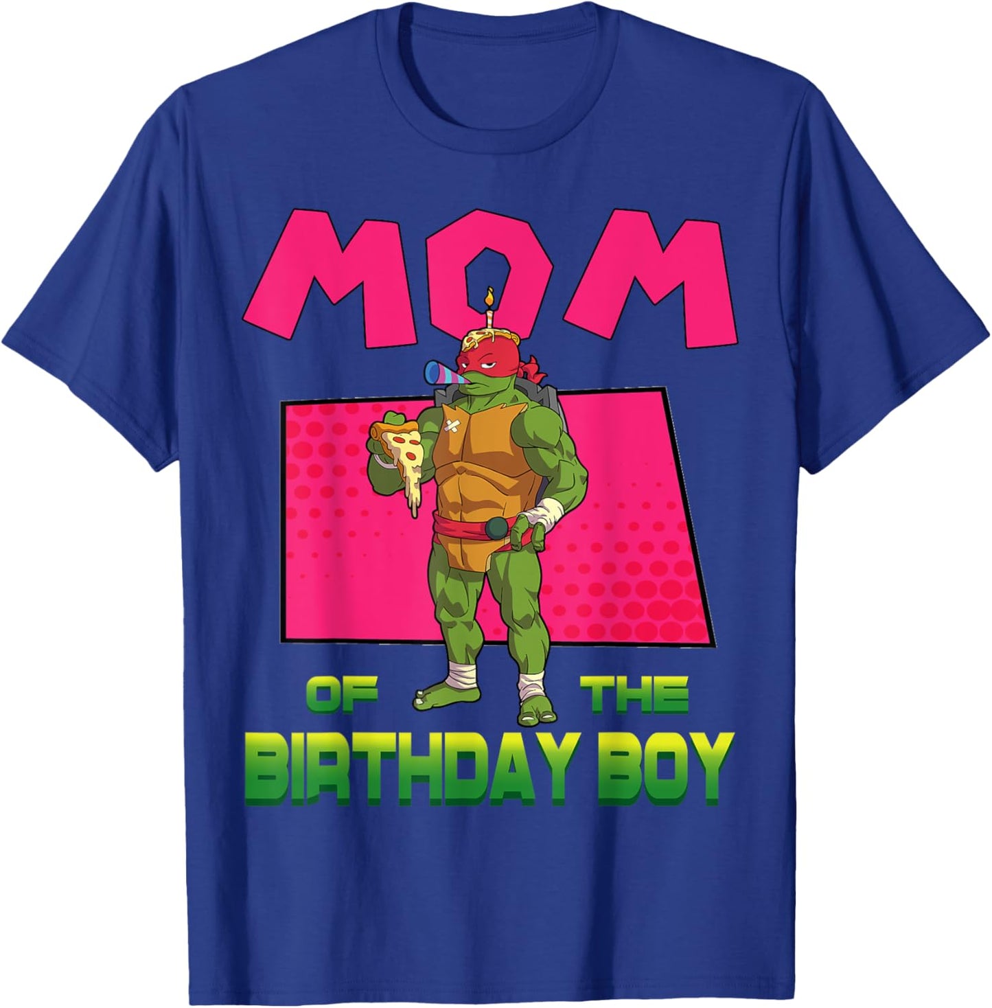 Mademark x Teenage Mutant Ninja Turtles - Raph Mommy of the Birthday Boy Pizza Theme Party T-Shirt - T-Shirt | Royal