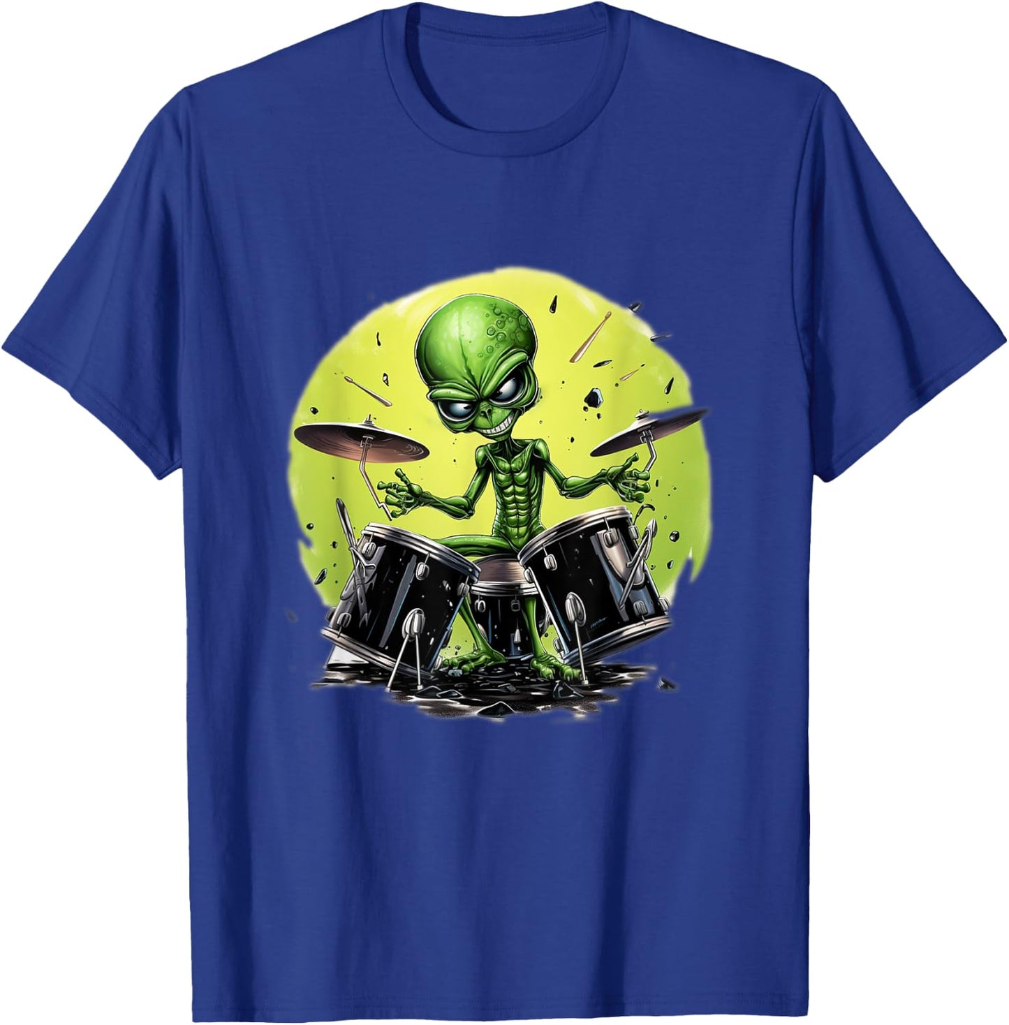 Alien Playing Drums Gifts For Drummers T-Shirt - T-Shirt | Royal