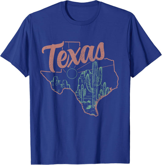 Souvenir Vintage State of Texas Cacti T-Shirt - T-Shirt | Royal