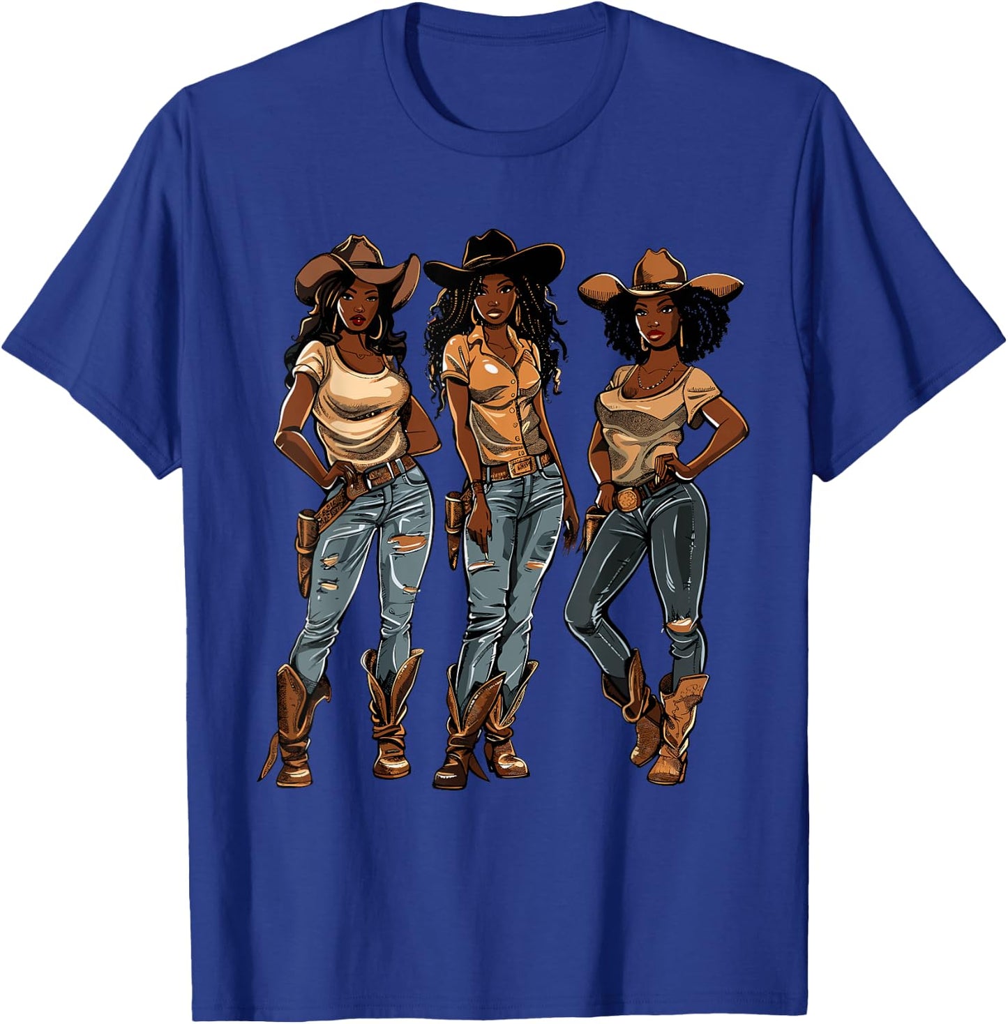 Black African American Cowgirl Western Country Texas Rodeo T-Shirt - T-Shirt | Royal