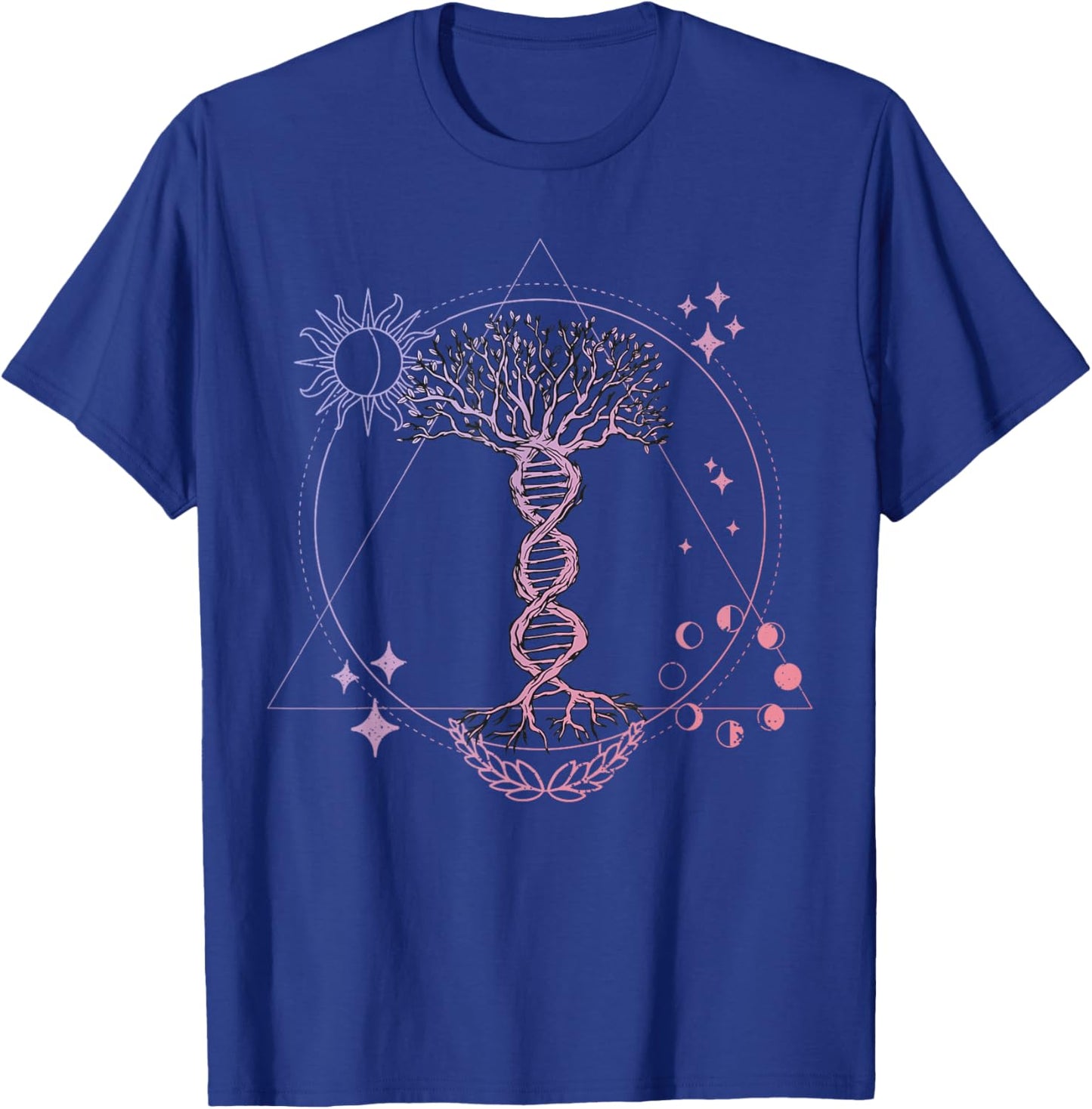 Triangle Phases Moon and Tree Life DNA - Esoteric Geometry T-Shirt - T-Shirt | Royal