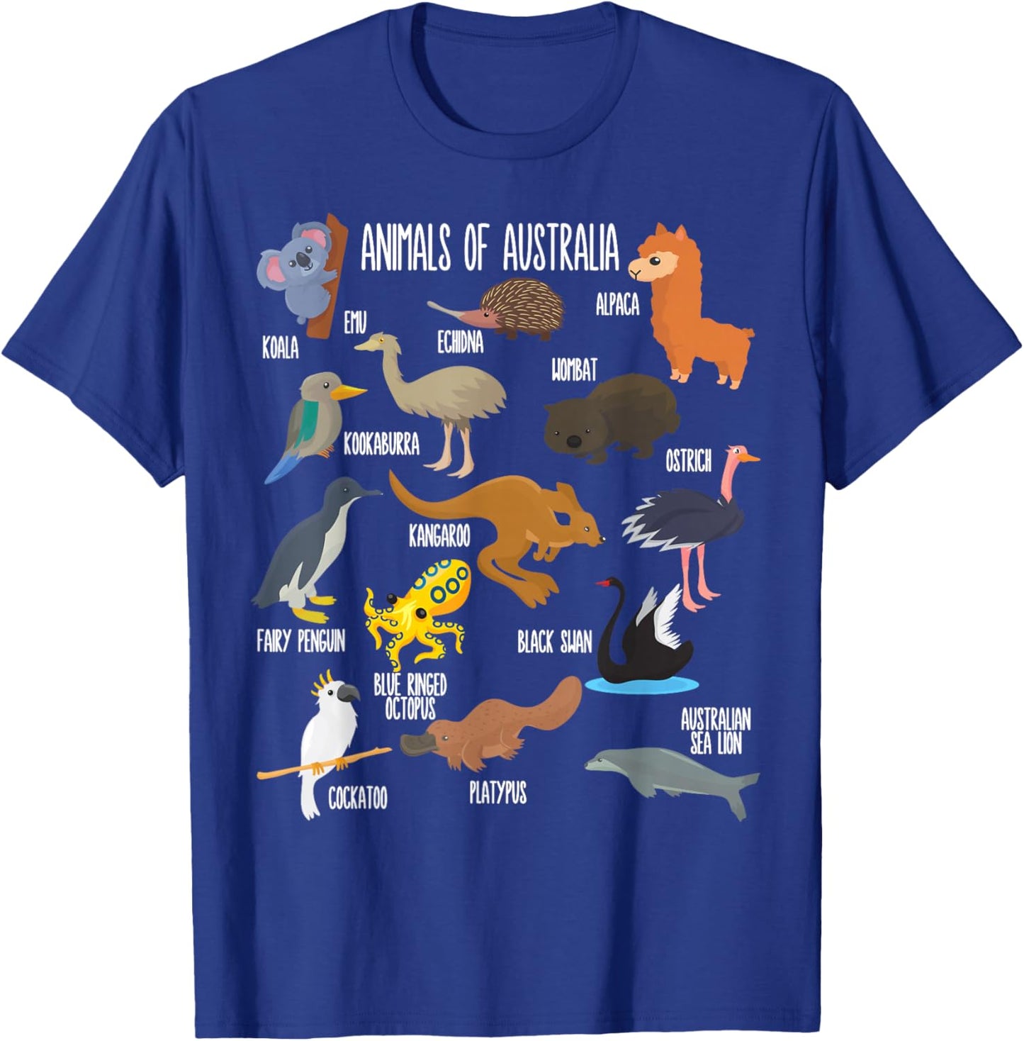 Animals of Australia Education Australian Animals Zoology T-Shirt - T-Shirt | Royal