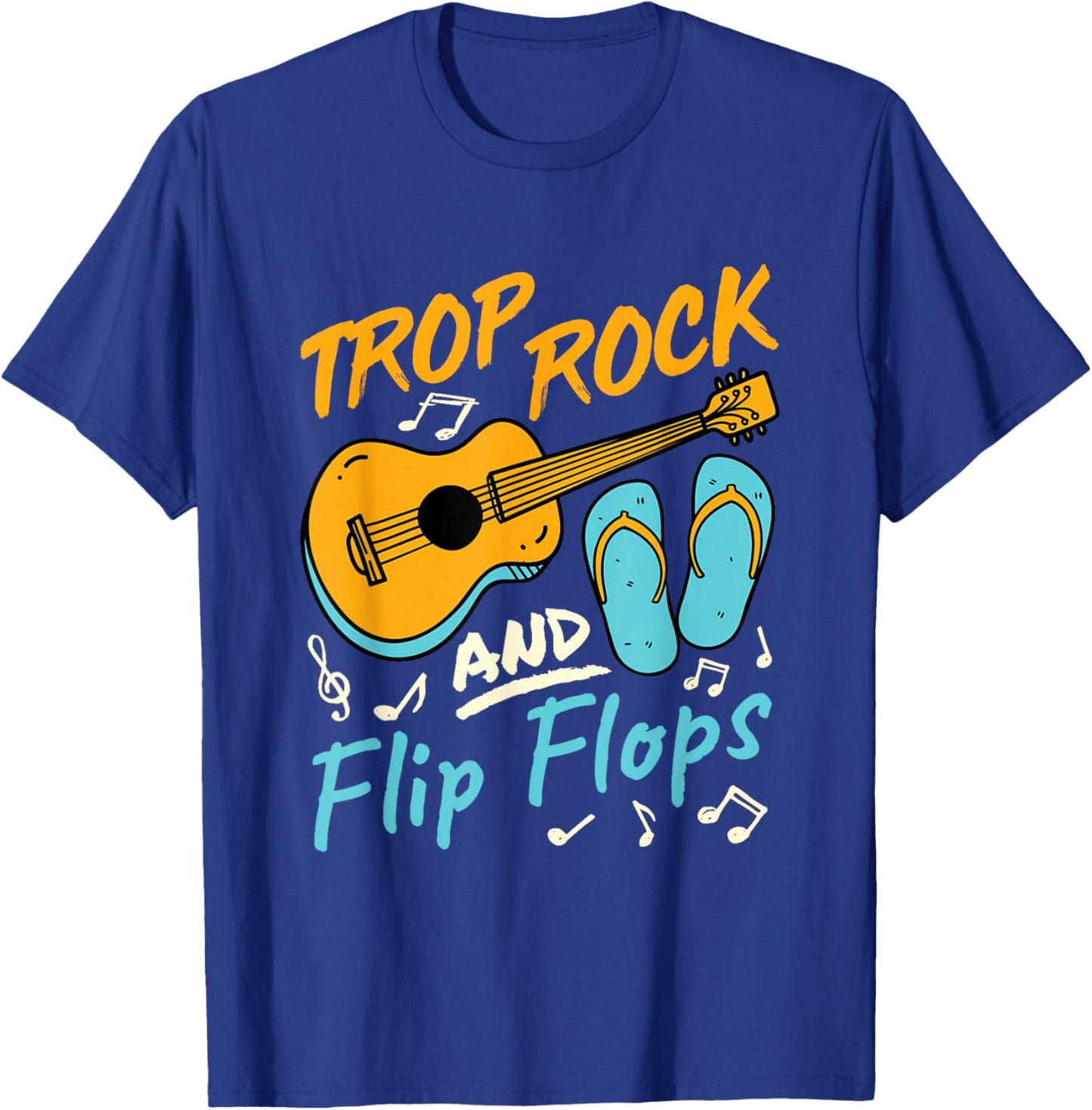 Trop Rock and Flip Flops Tropical Music Lover Island Graphic T-Shirt - T-Shirt | Royal