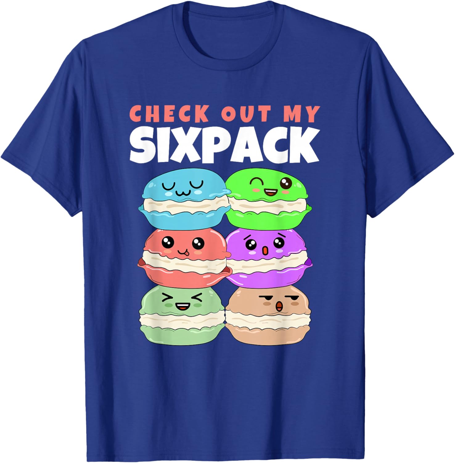 Check Out My Sixpack Macaron Macarons T-Shirt - T-Shirt | Royal
