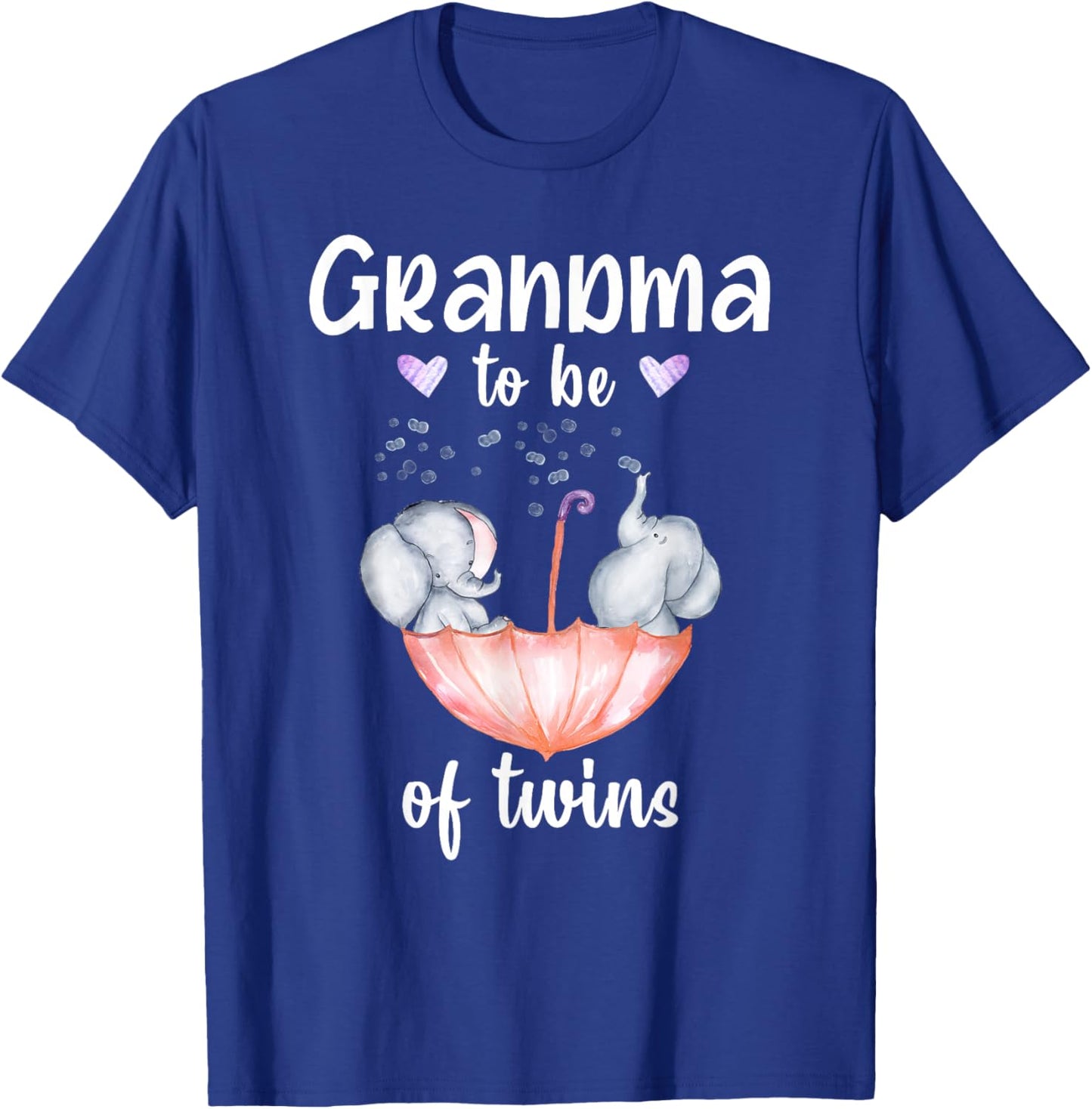 Grandma To Be Of Twins Baby Shower Elephant T-Shirt - T-Shirt | Royal