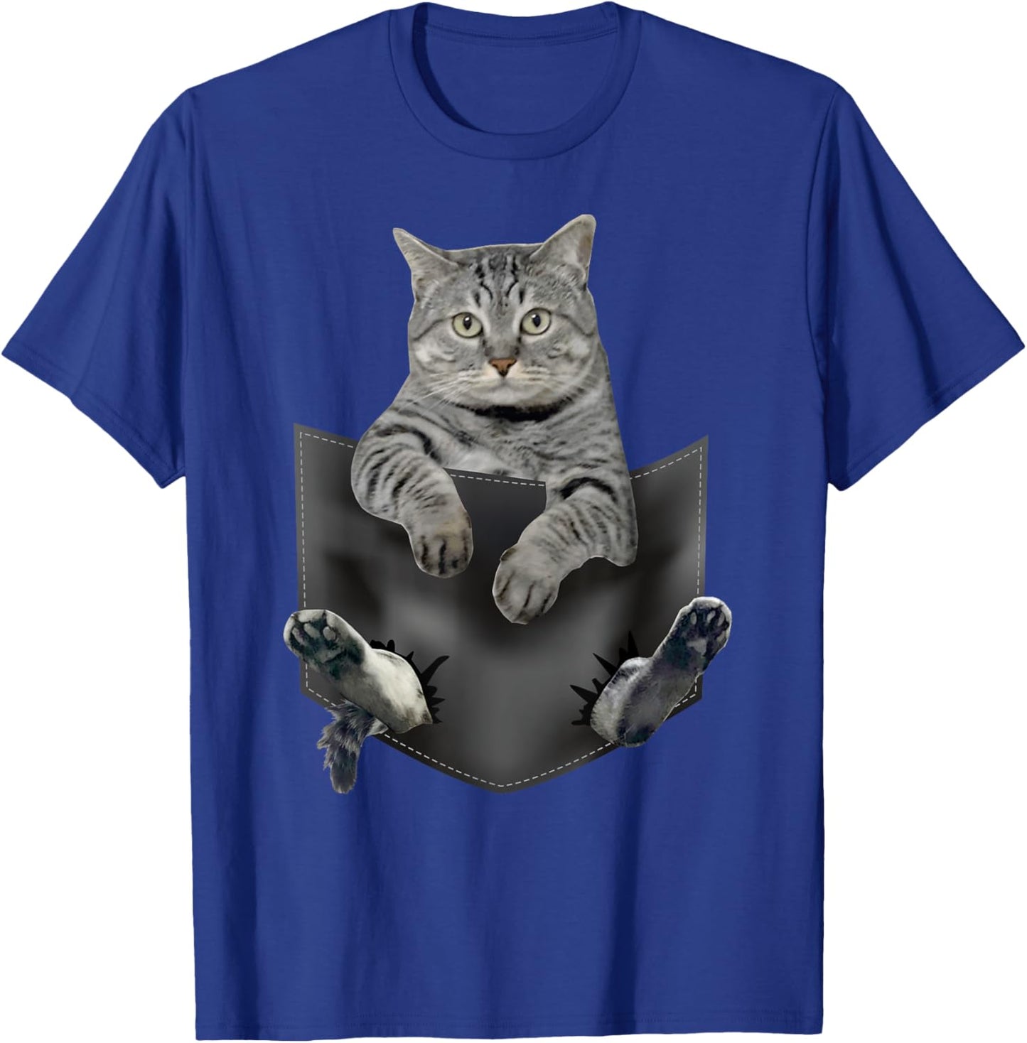Cat in Pocket Funny Grey Cats Paws Animal Lover Kitten Owner Men Women Kids T-Shirt - T-Shirt | Royal
