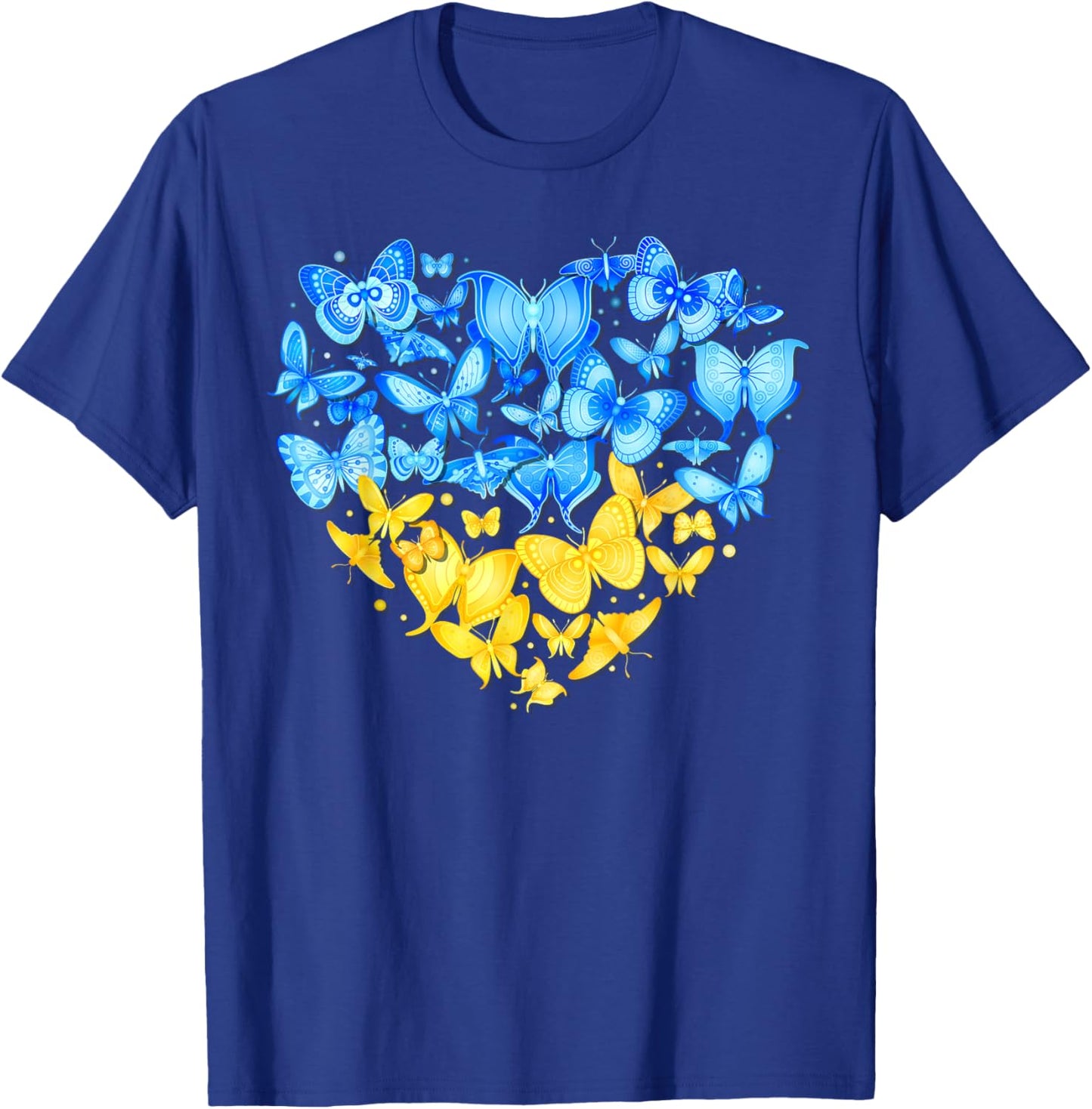 Heart Heart Ukraine Butterfly Ukraine Sunflower T-Shirt - T-Shirt | Royal