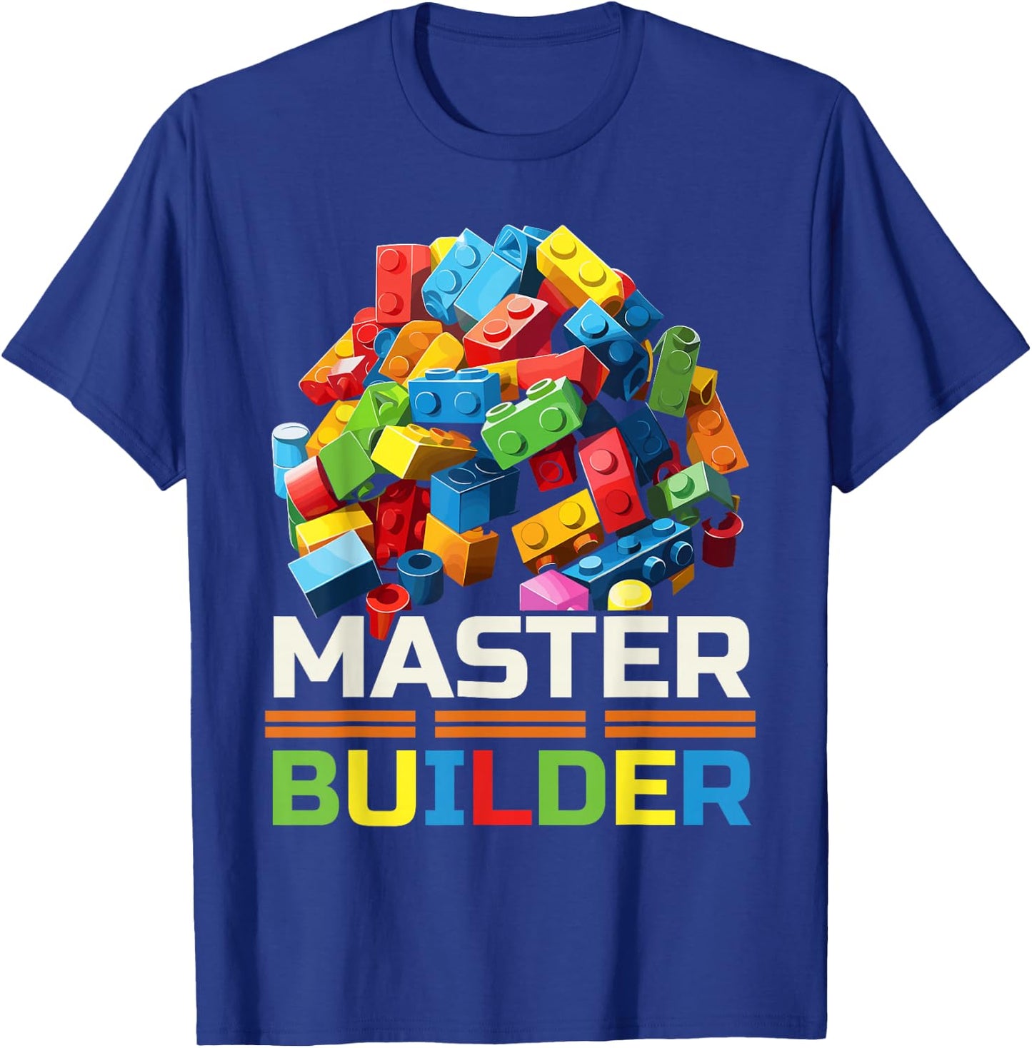 Master Builder Bricks Blocks Play Toys T-Shirt - T-Shirt | Royal