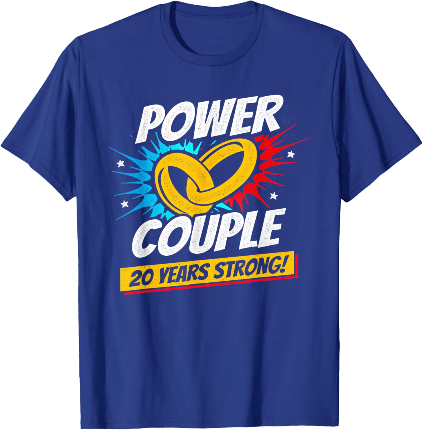 Married 20 Years - Power Couple - 20th Wedding Anniversary T-Shirt - T-Shirt | Royal