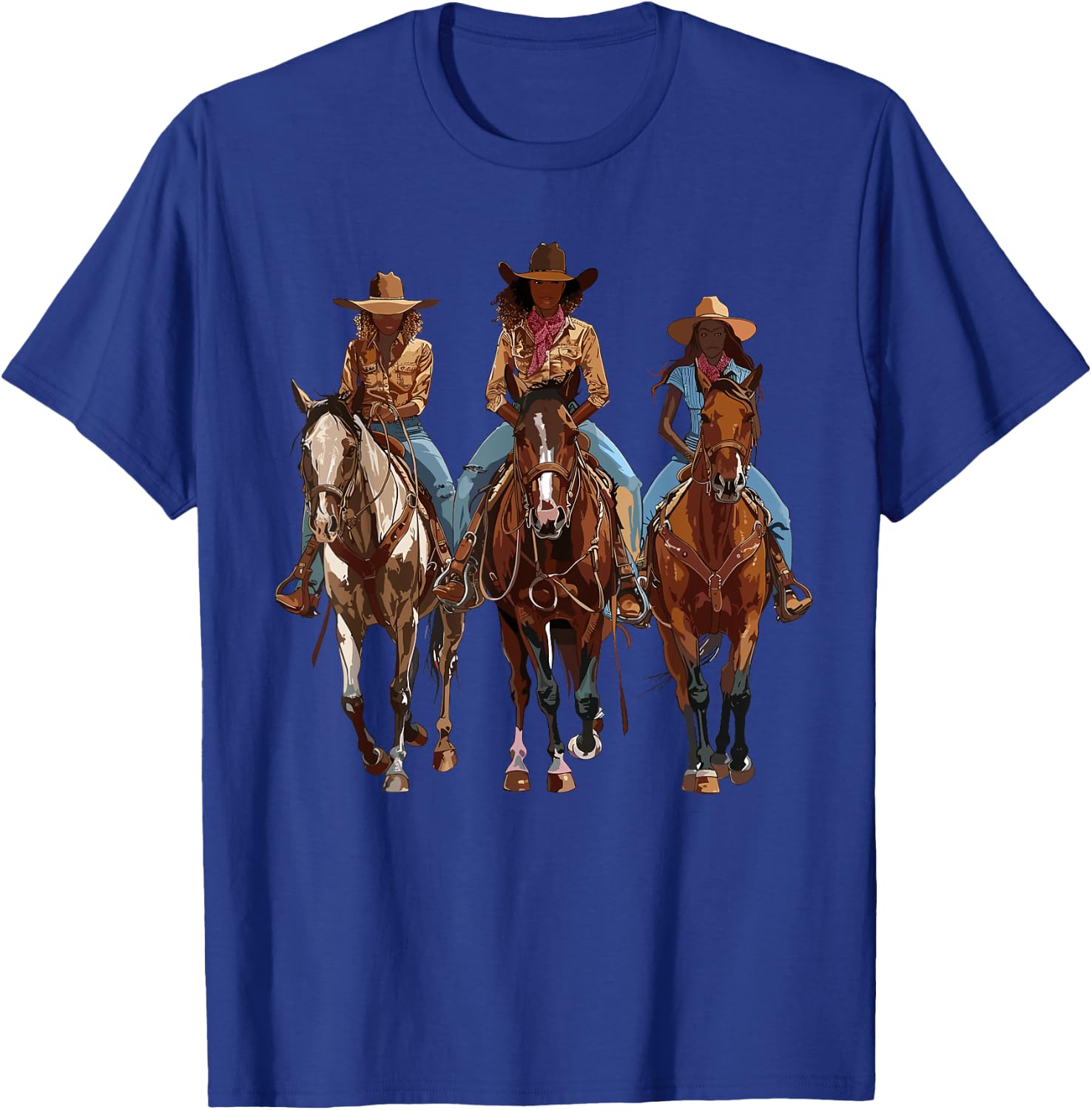 Black African American Cowgirl Western Country Texas Rodeo T-Shirt - T-Shirt | Royal