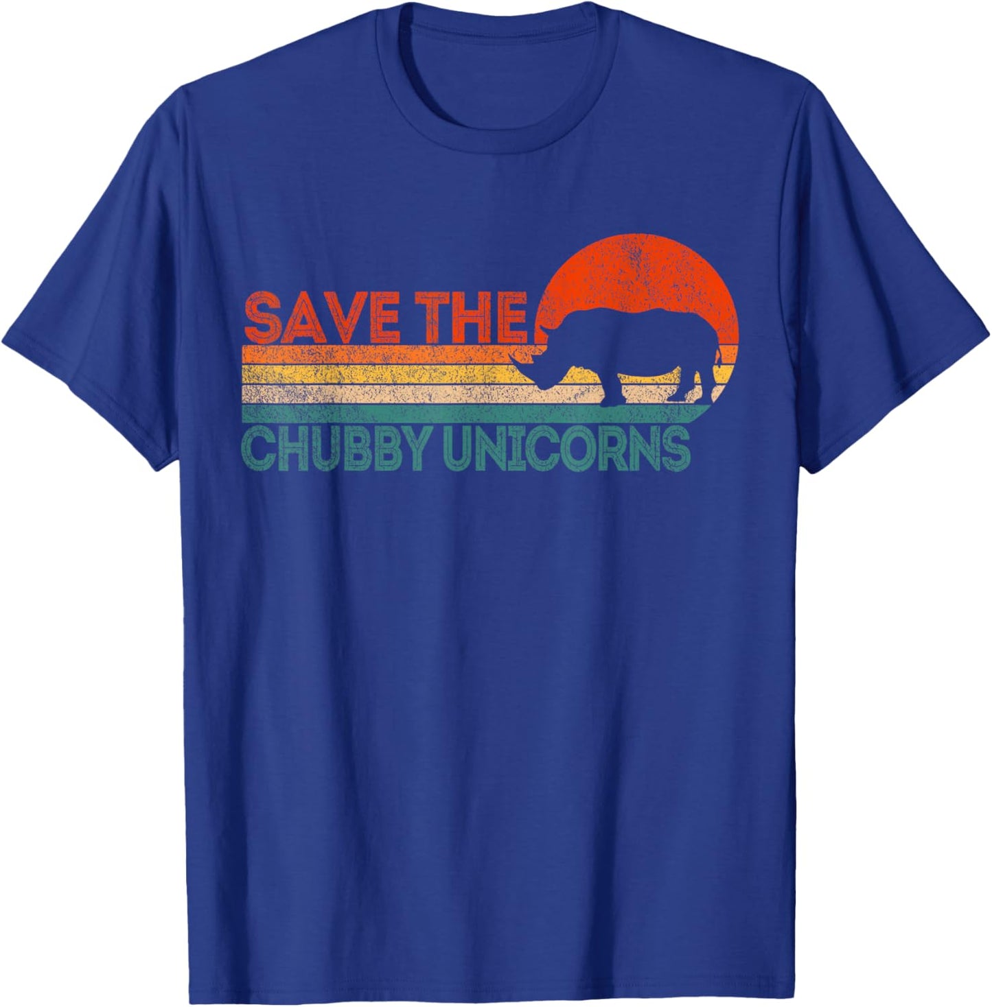 Save The Chubby Unicorns Funny Rhino Chubby Unicorn Retro T-Shirt - T-Shirt | Royal