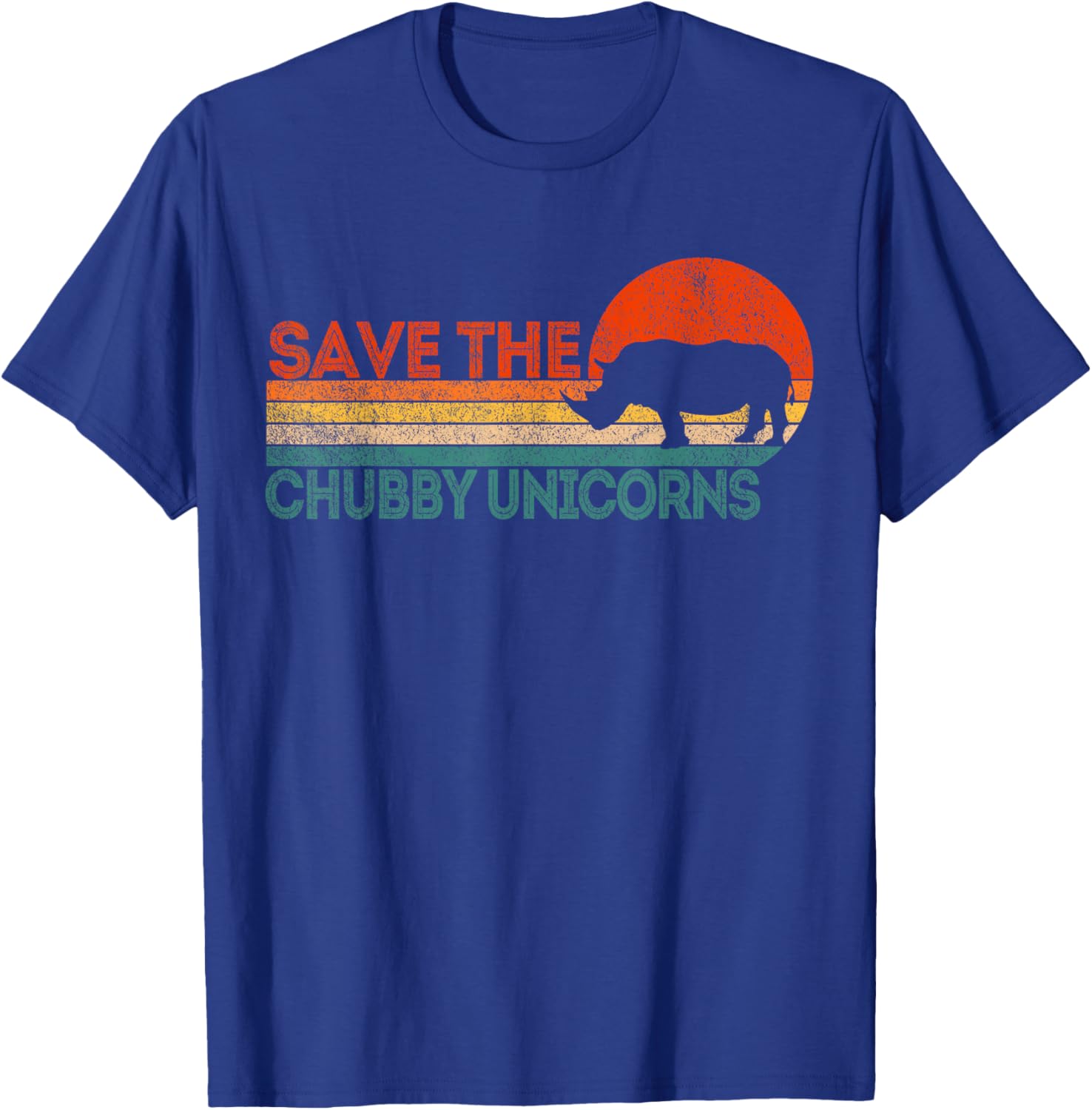 Save The Chubby Unicorns Funny Rhino Chubby Unicorn Retro T-Shirt - T-Shirt | Royal
