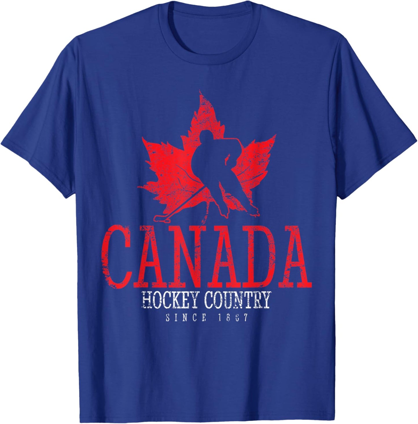 Canada Ice Hockey Sport Canadian Player Vintage T-Shirt - T-Shirt | Royal